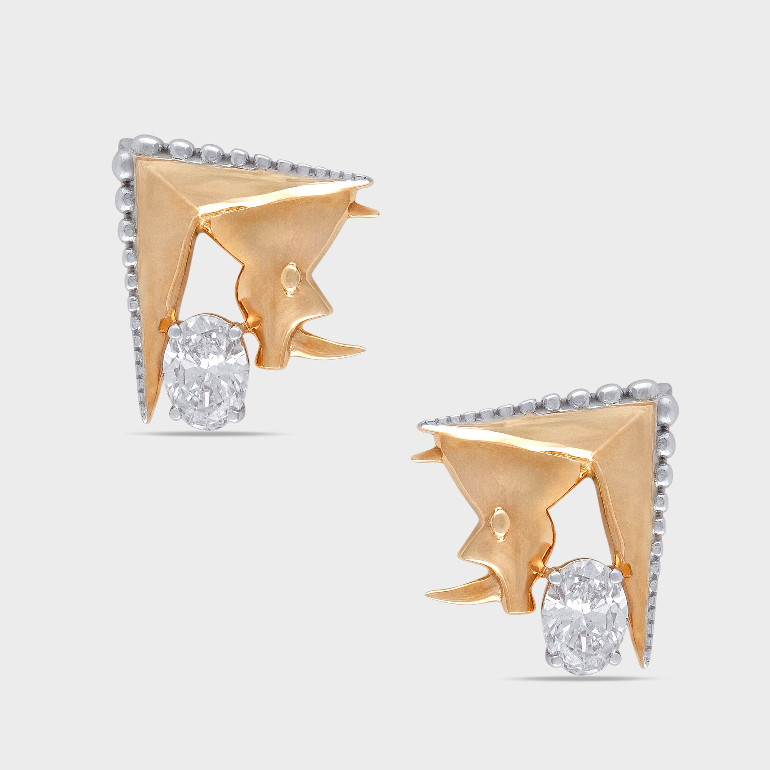 Oval 0.51 Carat Rhino Motif Lab Grown Diamond Studs | SKU: 0019322896