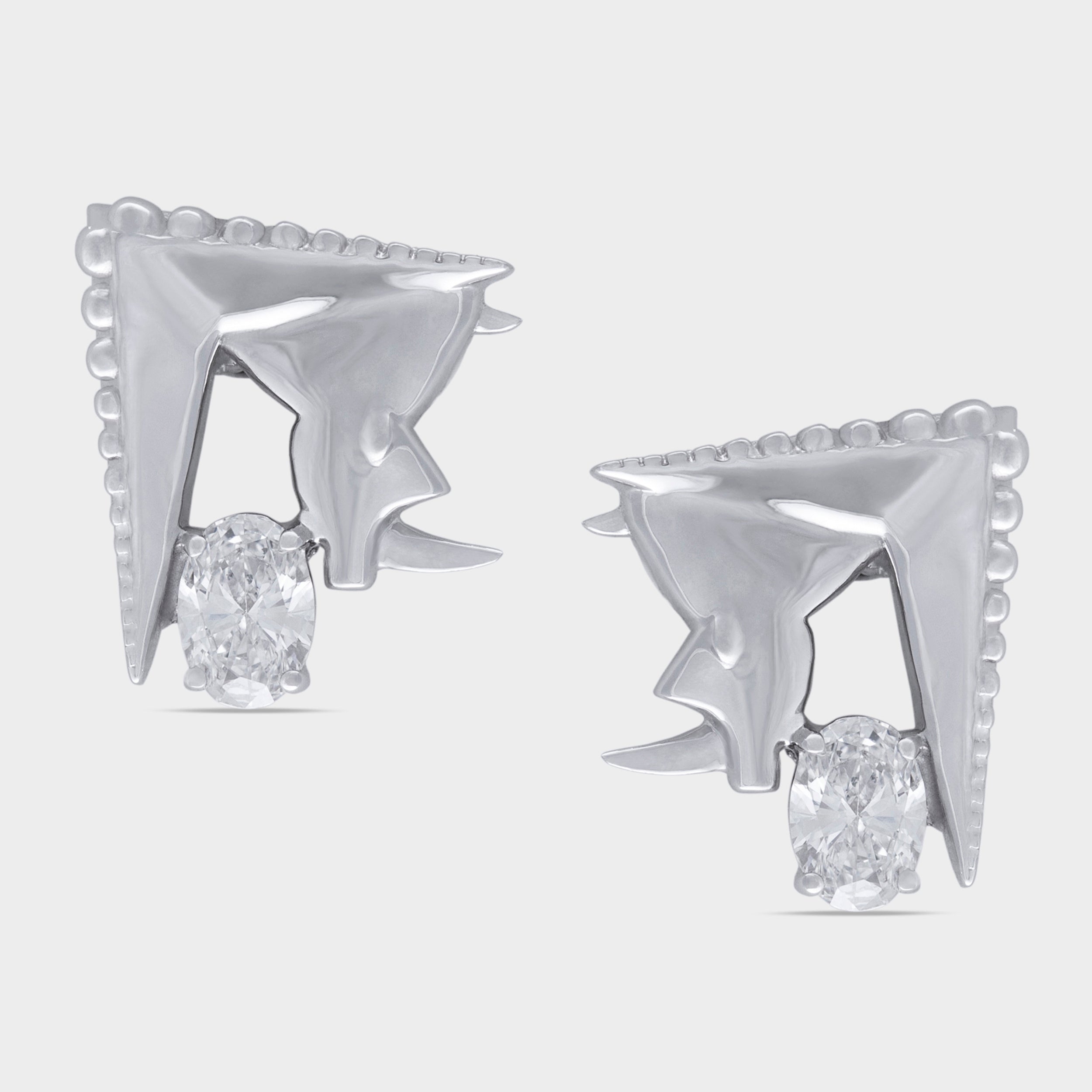 Oval 0.5 Carat Rhino Motif Design Lab Grown Diamond Studs | SKU: 0019334455