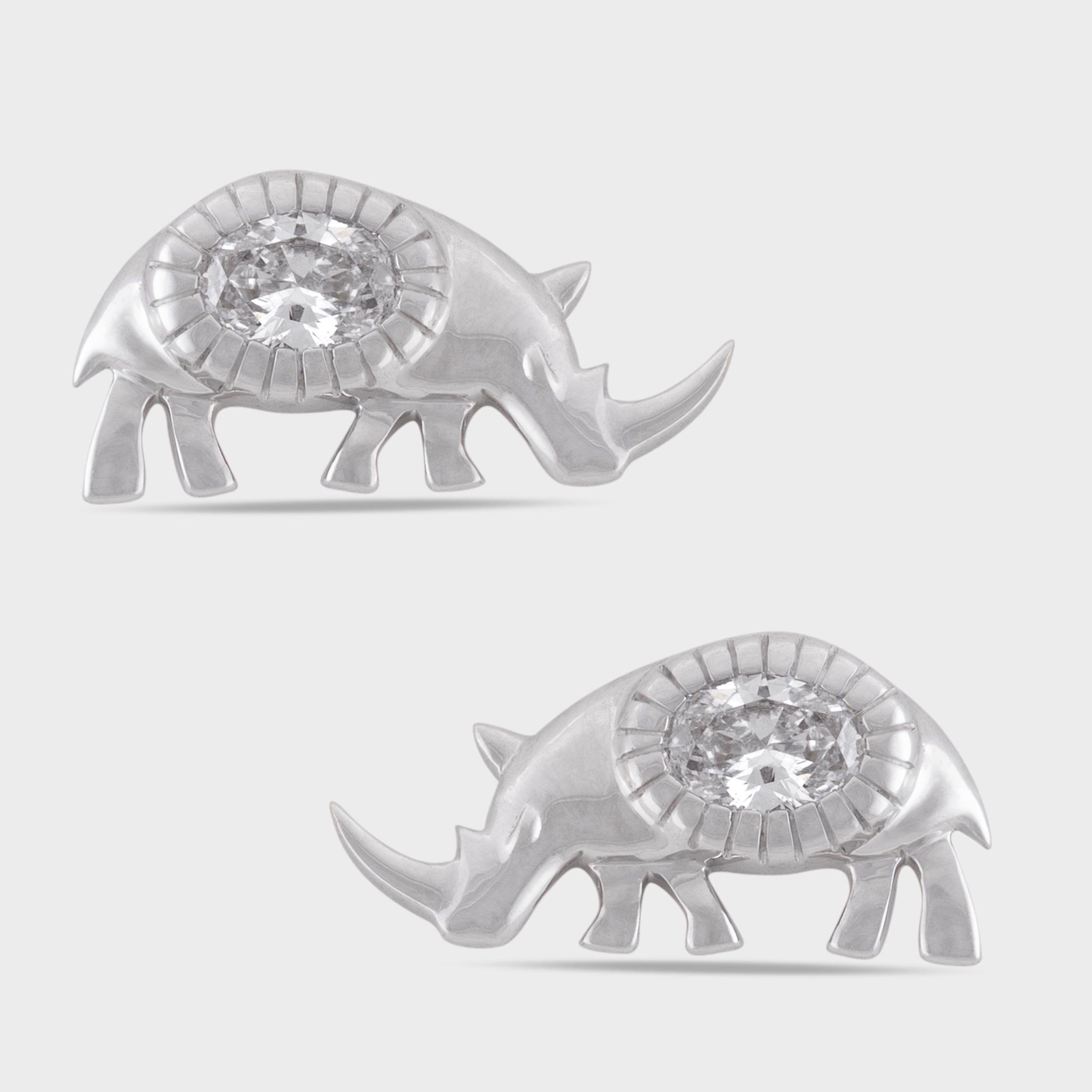 Rhino Motif 0.51 Carat Oval Cut Diamond Studs | SKU: 0019332284