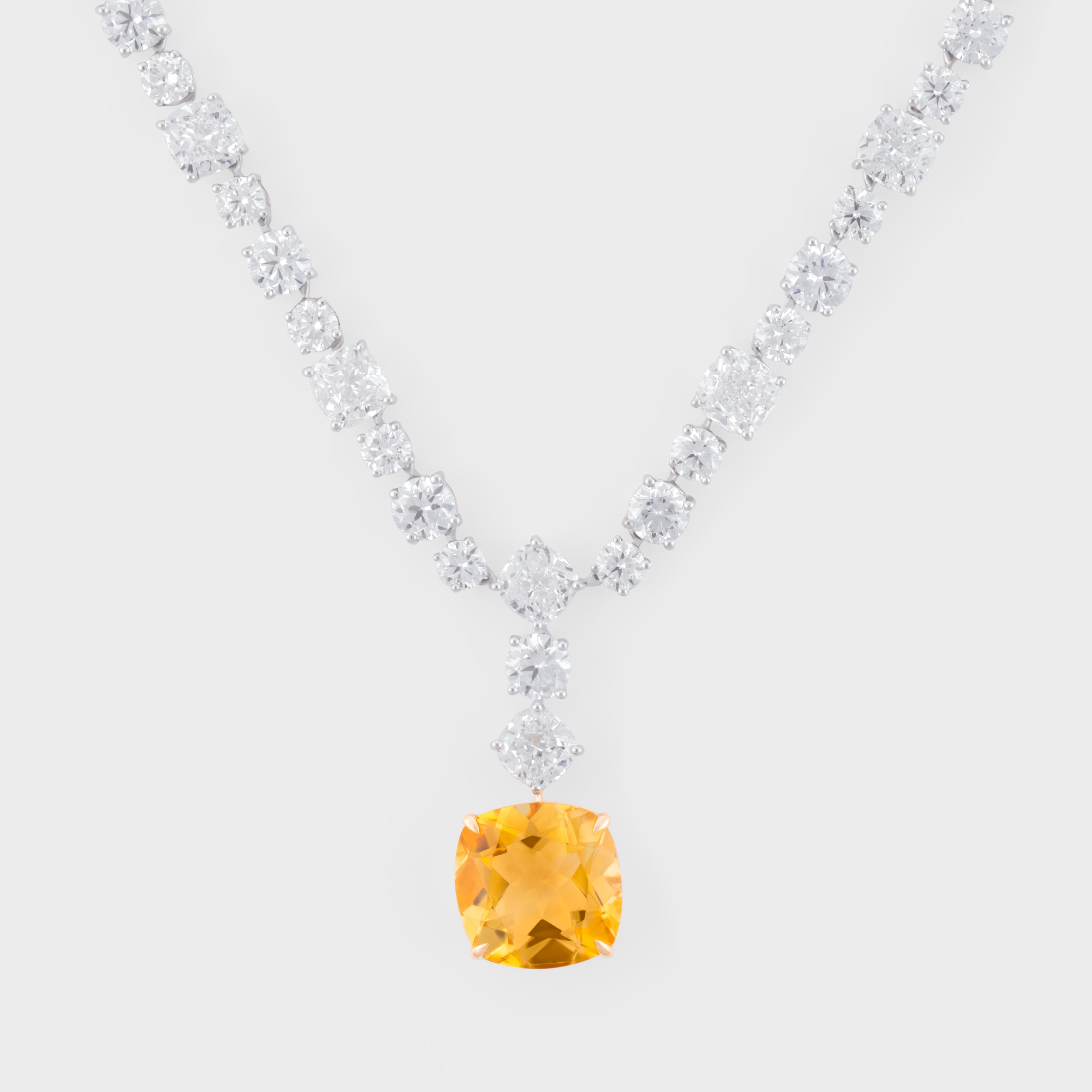 Cushion & Round Brilliant Cut 8.18 Carats Lab-Grown Diamonds Solitaire Necklace | SKU : 0019510705