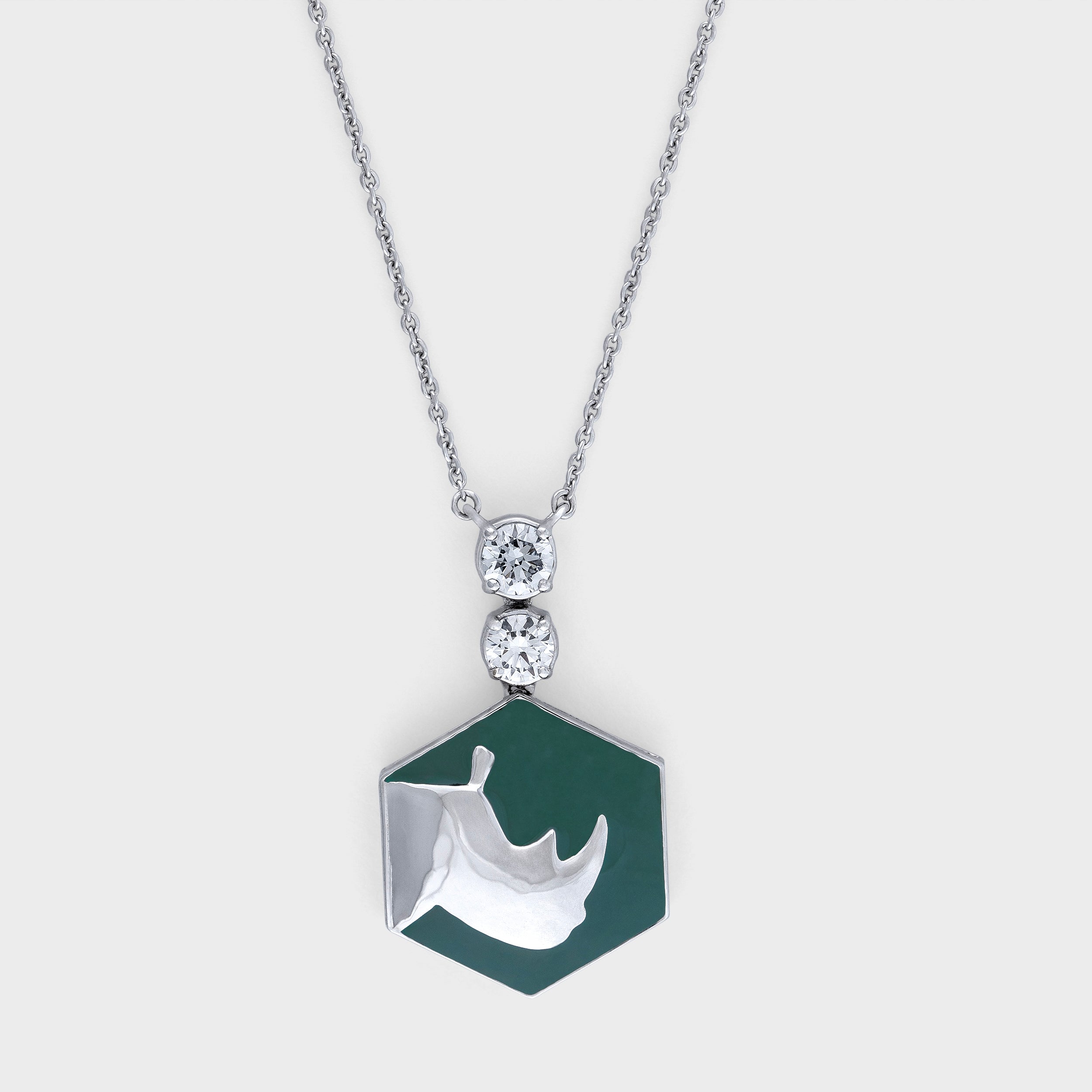 Round Brilliant 0.626 Carat Green Rhino Engraving Lab Grown Diamond Pendant| SKU : 0019473482