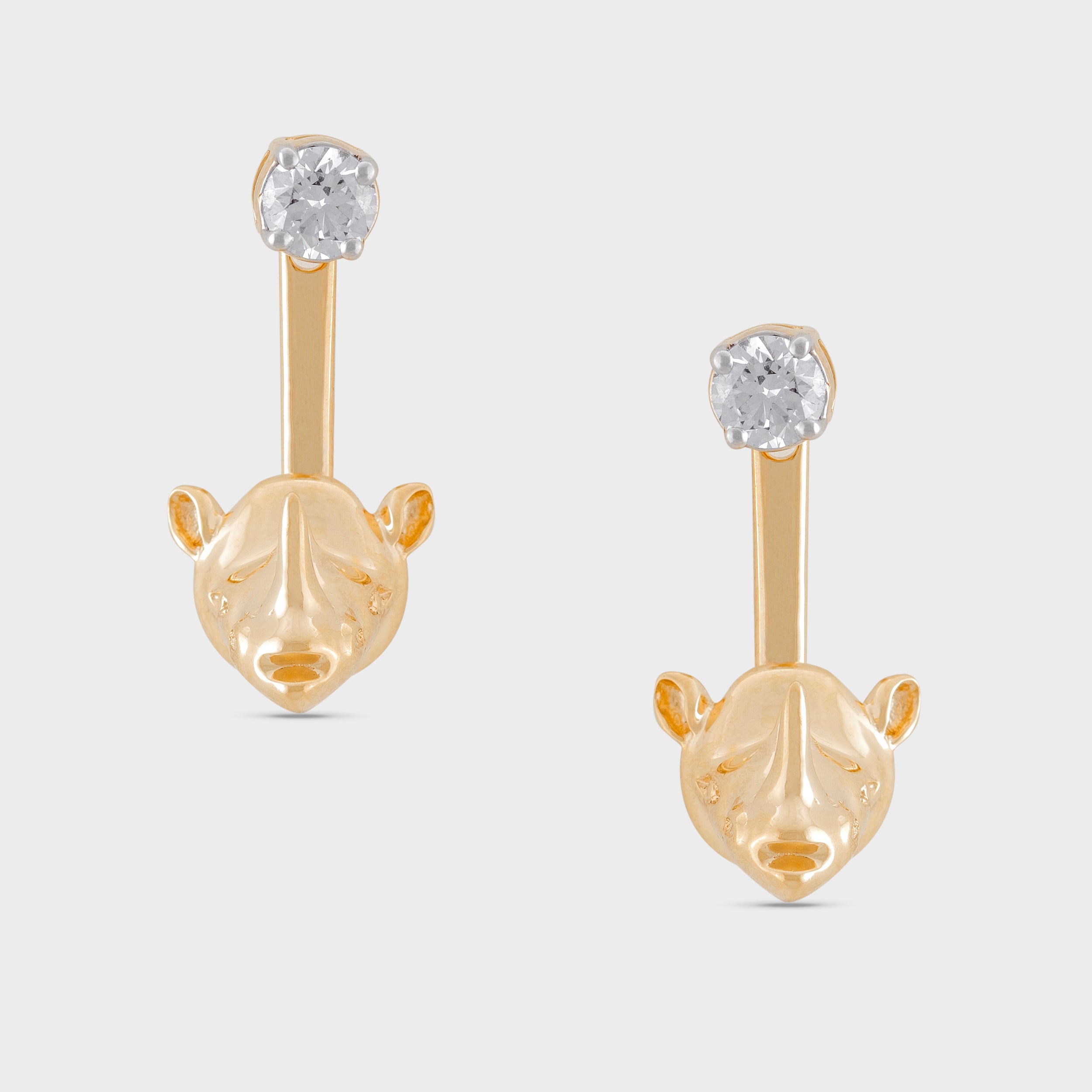 Round Brilliant Cut 0.47 Carat Diamond Rhino Essence Stud Earrings | SKU: 0019472720