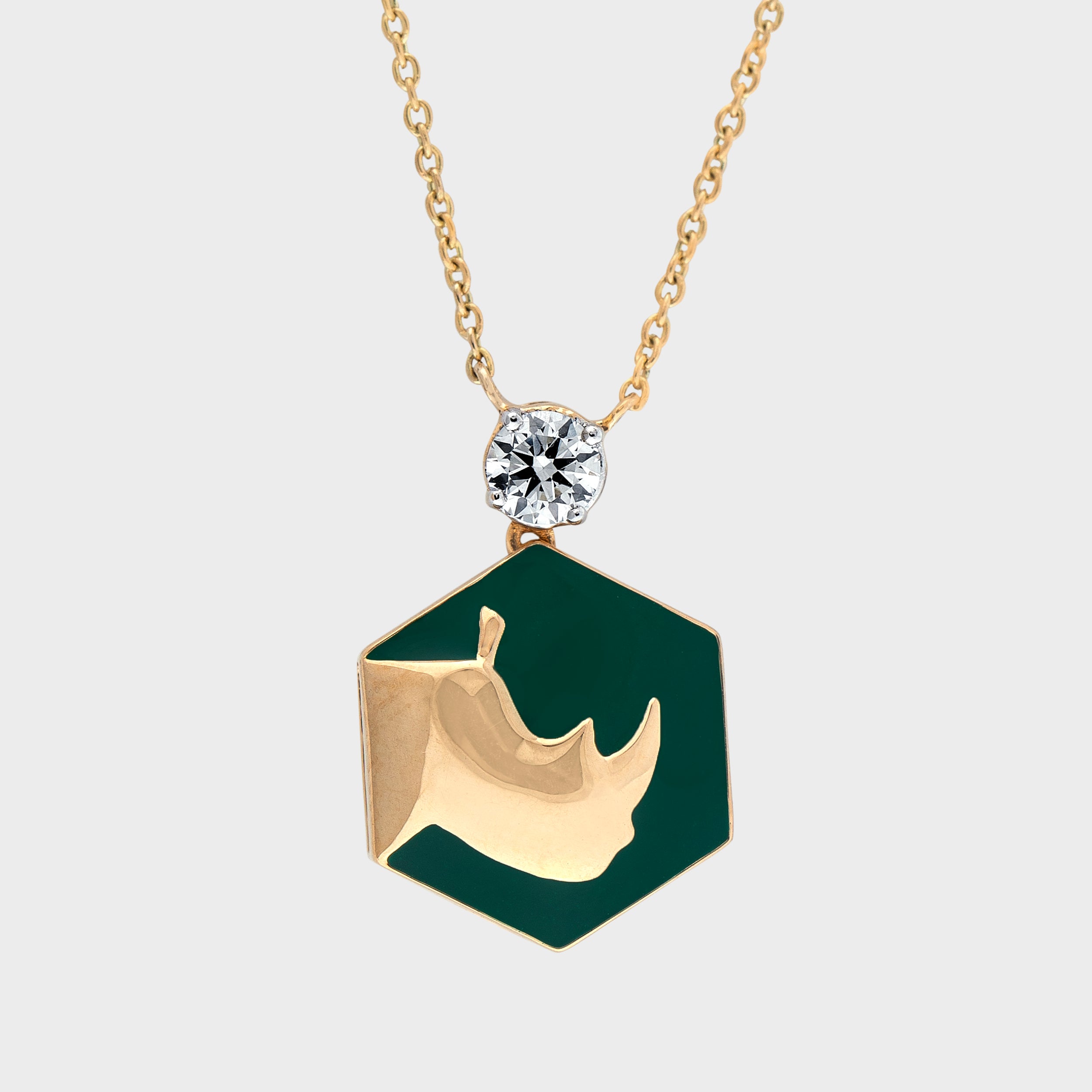 Round Brilliant 0.29 Carat Green Rhino Lab Grown Diamond Chain Pendant | SKU : 0019473475