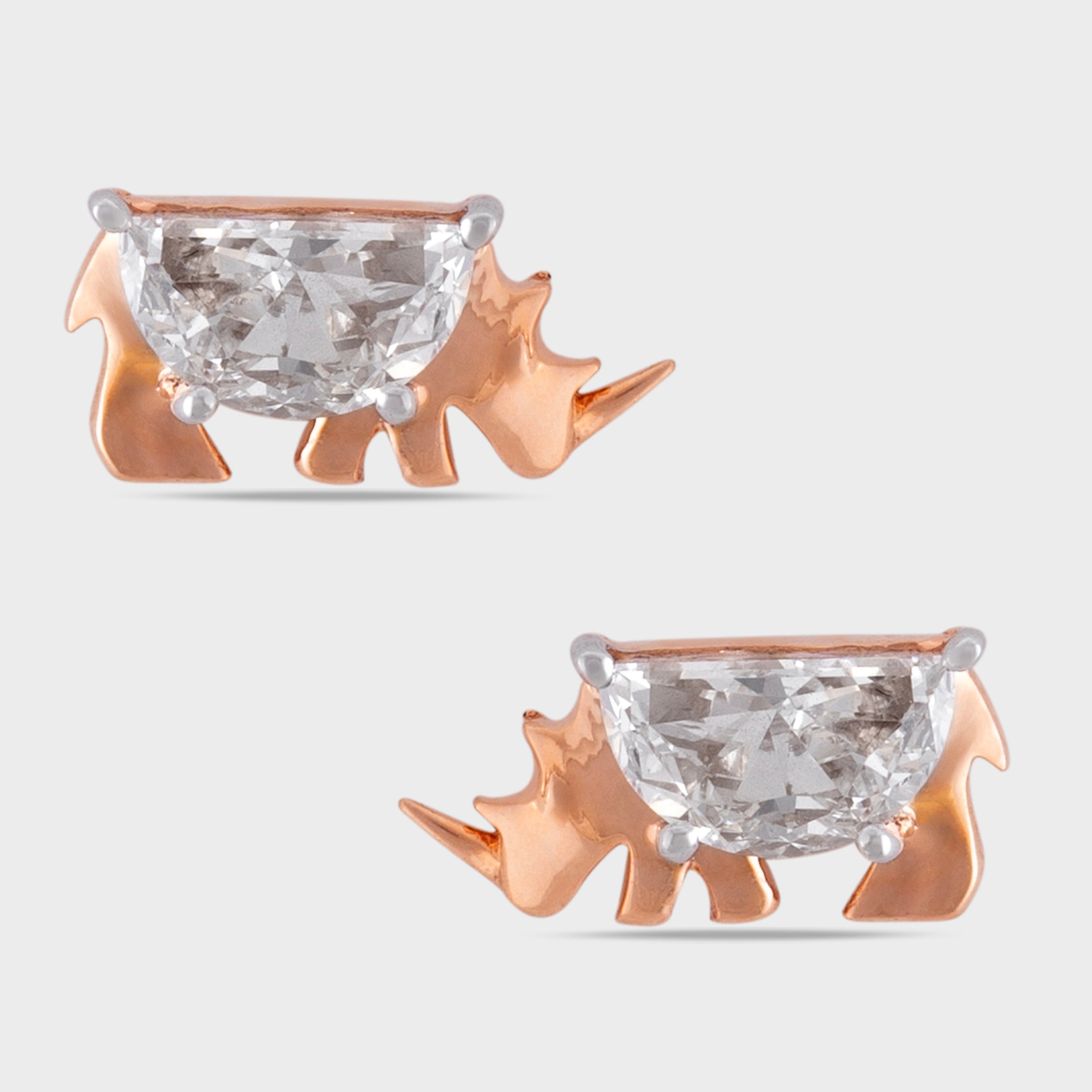 Half Moon Cut 0.63 Carat Pair Rhino Design Lab-Grown Diamond Studs | SKU : 0019334493