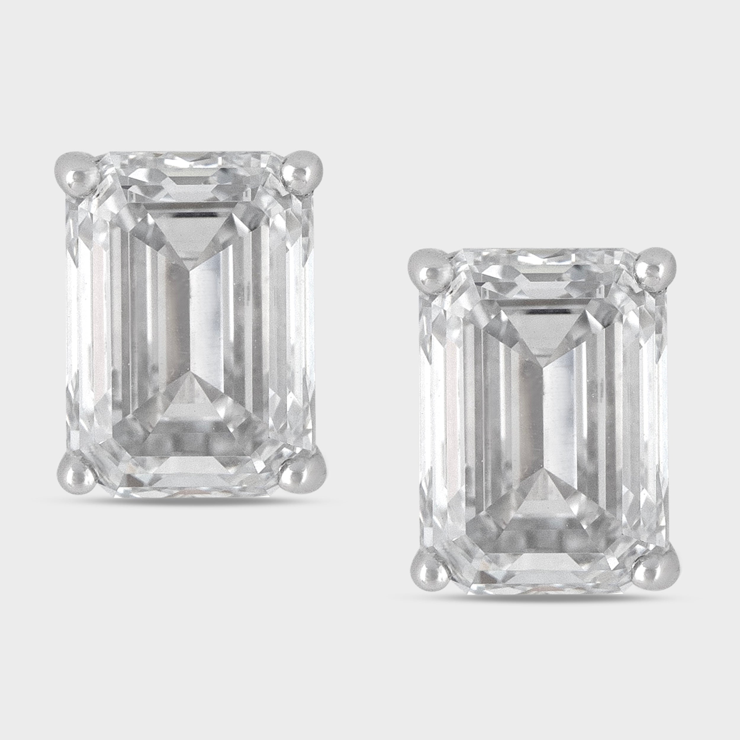 Emerald Cut 2.07 Carat Pair Lab Grown Diamond Studs | SKU: 0019503783