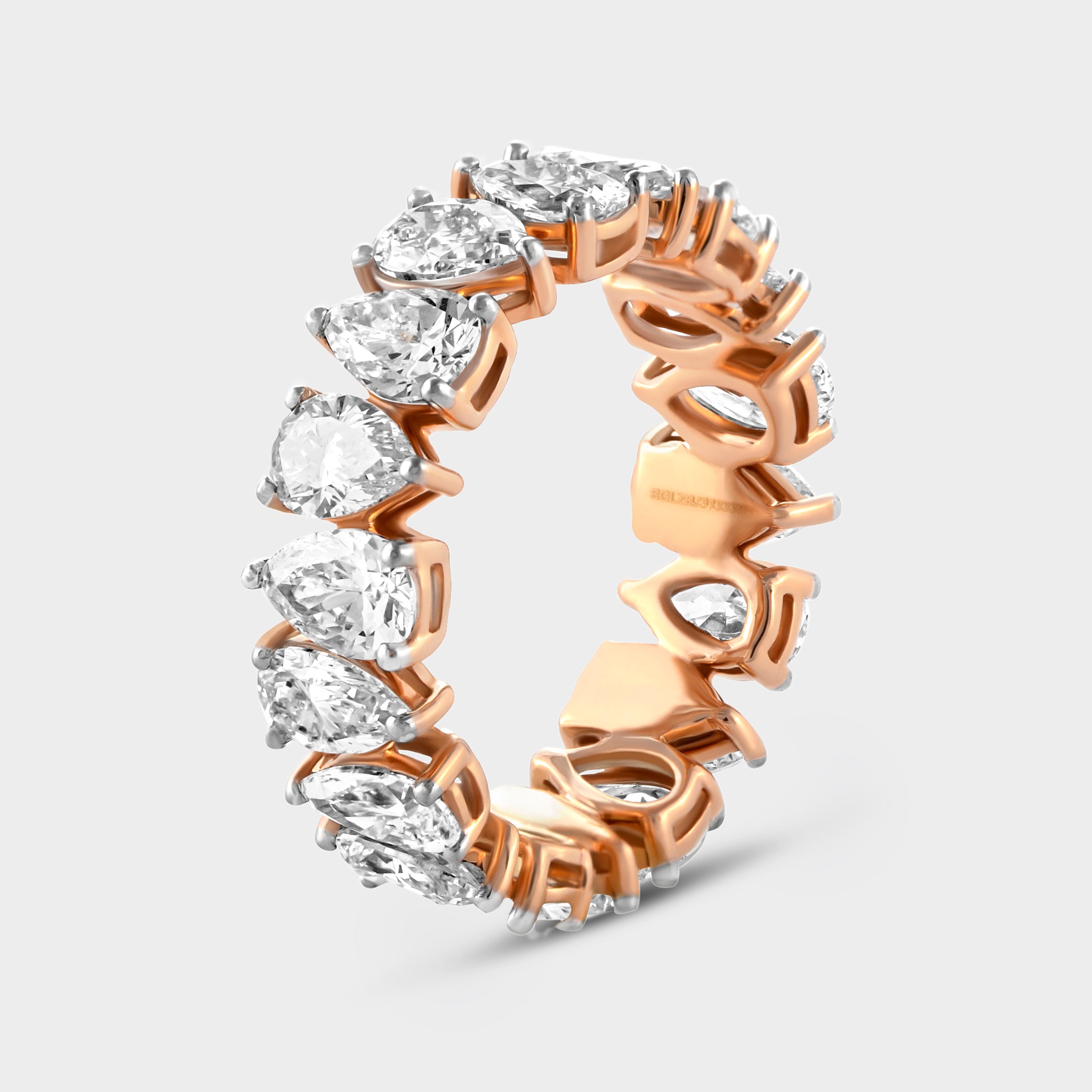 Radiant Rose: Lab-Grown Pear-Shaped Diamond Eternity Band in Rose Gold | SKU: 0019053110