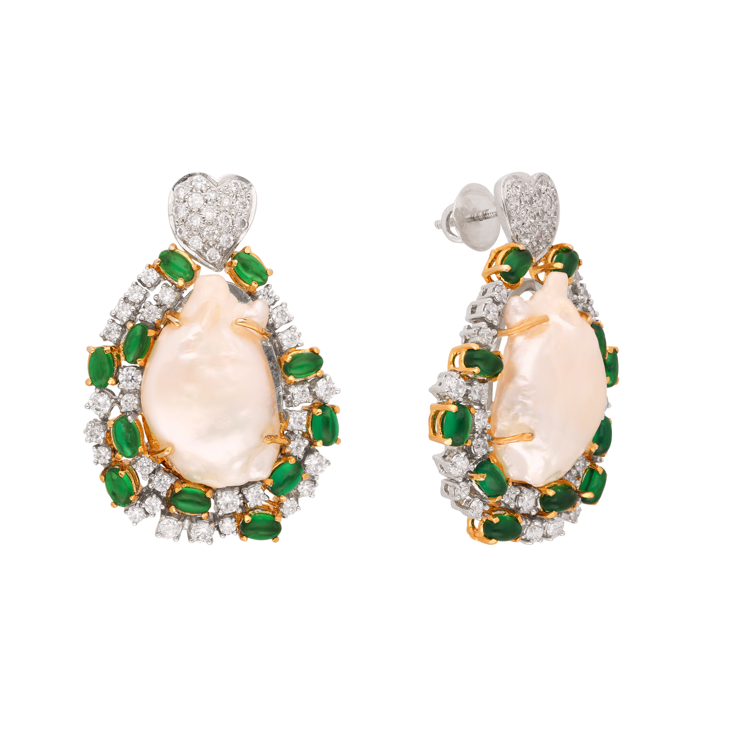 Luxury Designer Silver Earring Drops with Pearls | SKU: 0018721287