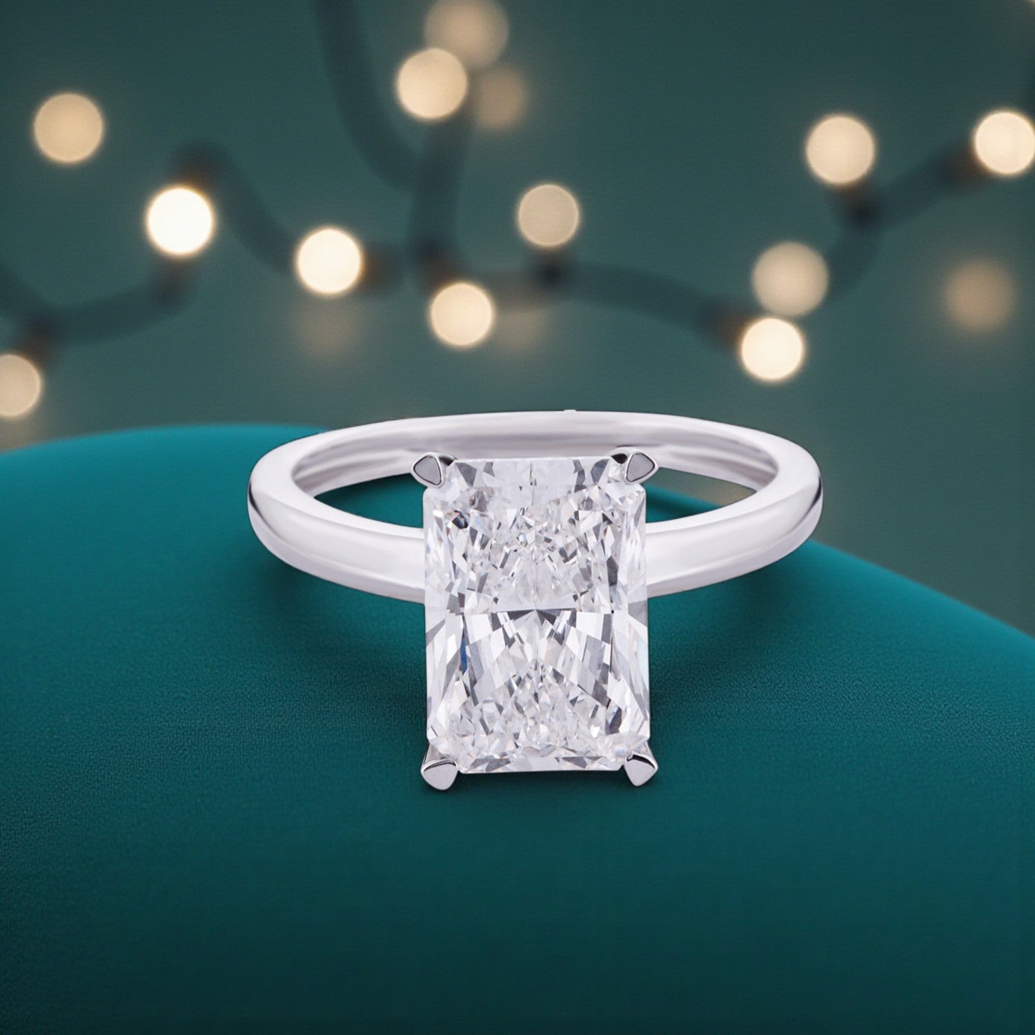 Celestique Radiant-Cut Lab Grown Diamond Solitaire Ring in White Gold | SKU : 0004953890