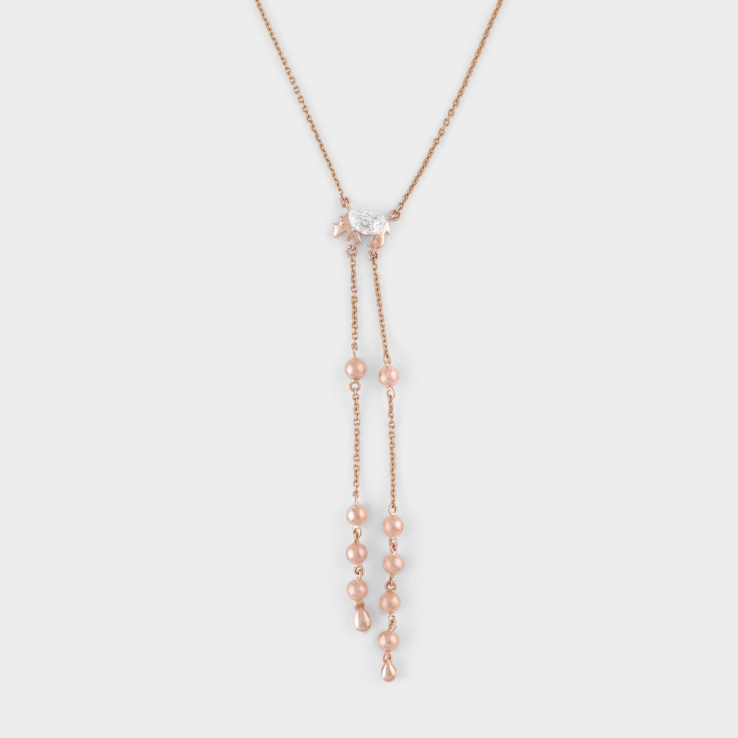 Various Cut 0.34 Carat Lab Grown Diamond Dangle Neckchain in Rose Gold | SKU: 0019360294