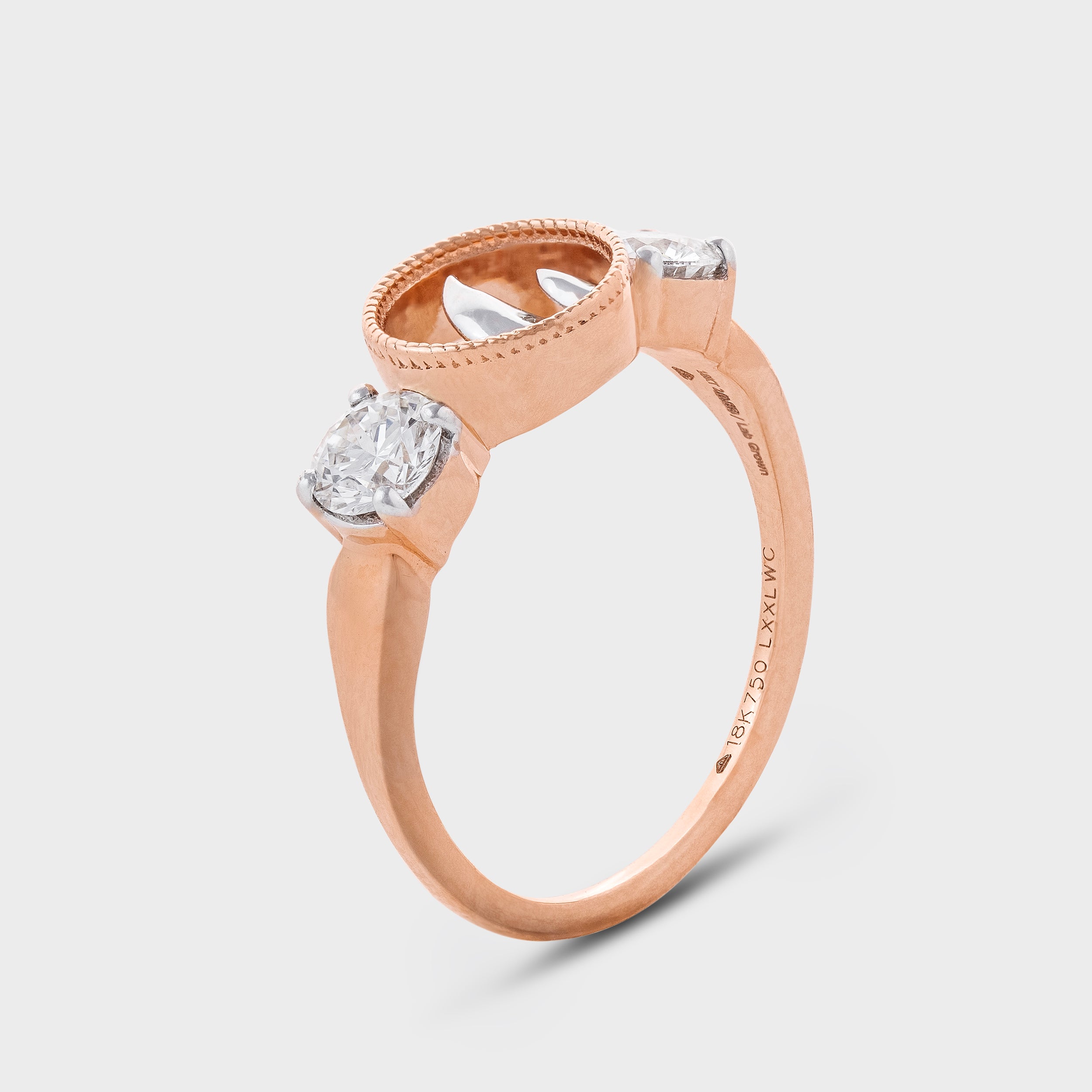 Enchanting Round Brillant 0.52 Carat Lab Grown Rhinoceros Motif Diamond Ring | SKU: 0019472706