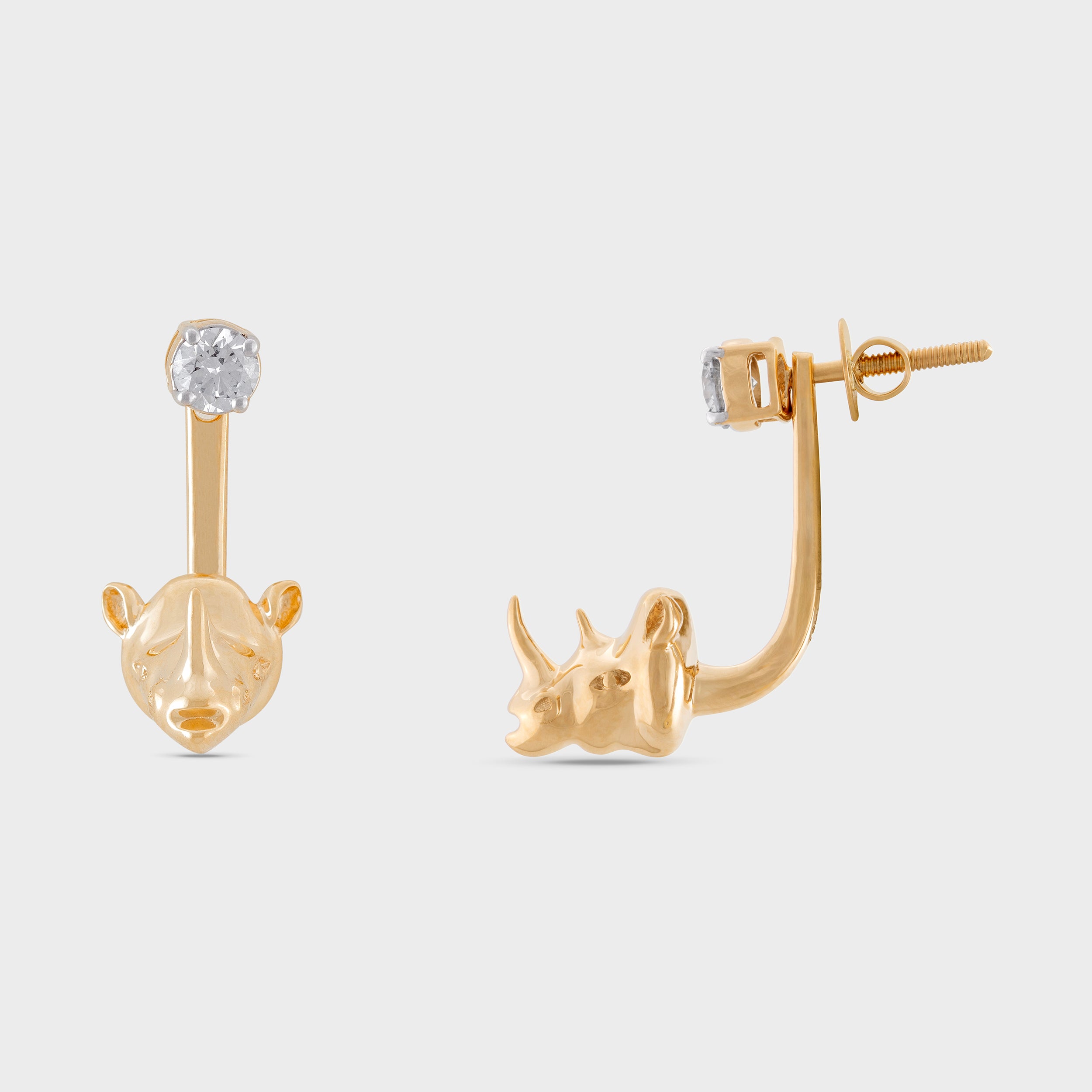 Round Brilliant Cut 0.47 Carat Diamond Rhino Essence Stud Earrings | SKU: 0019472720