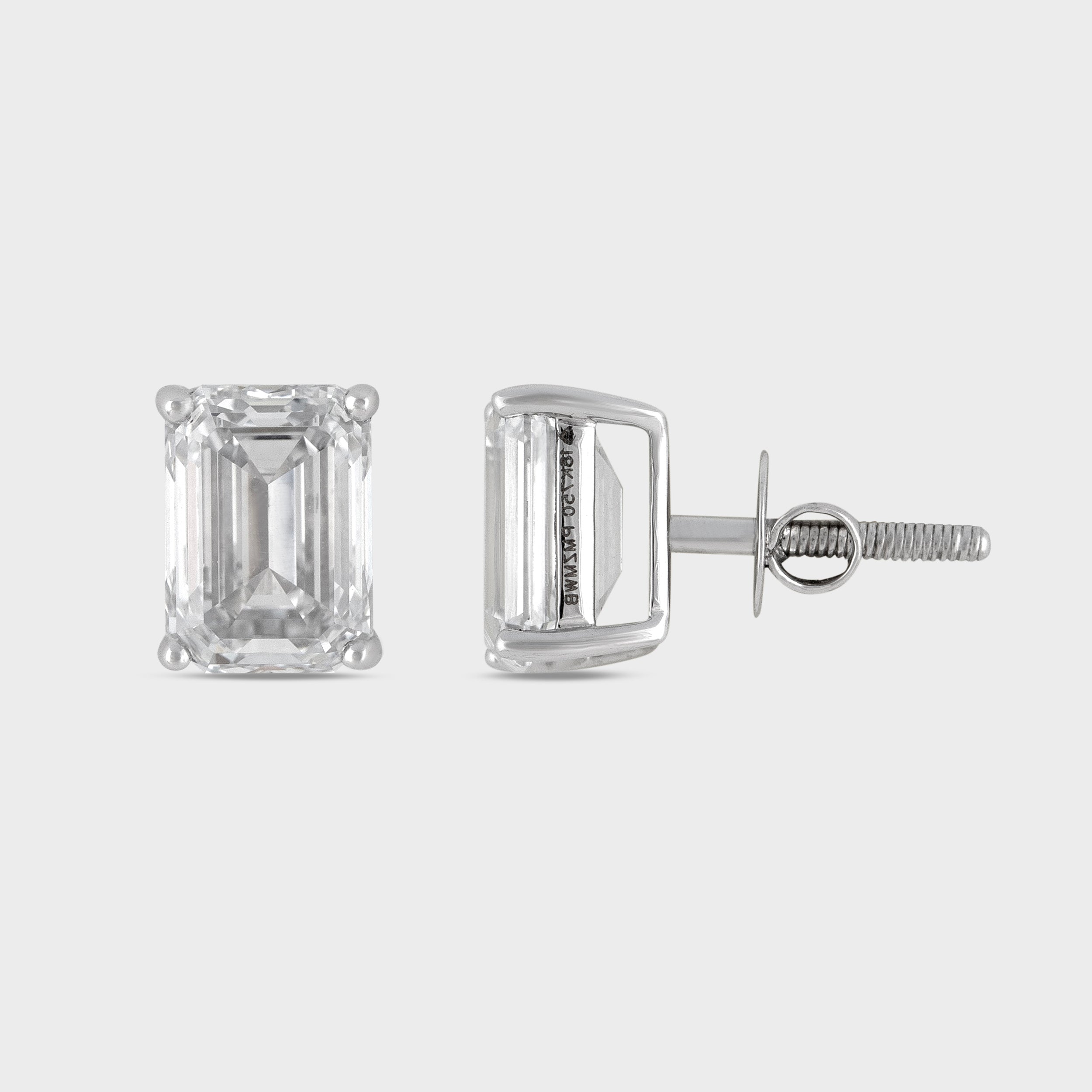 Emerald Cut 2.07 Carat Pair Lab Grown Diamond Studs | SKU: 0019503783