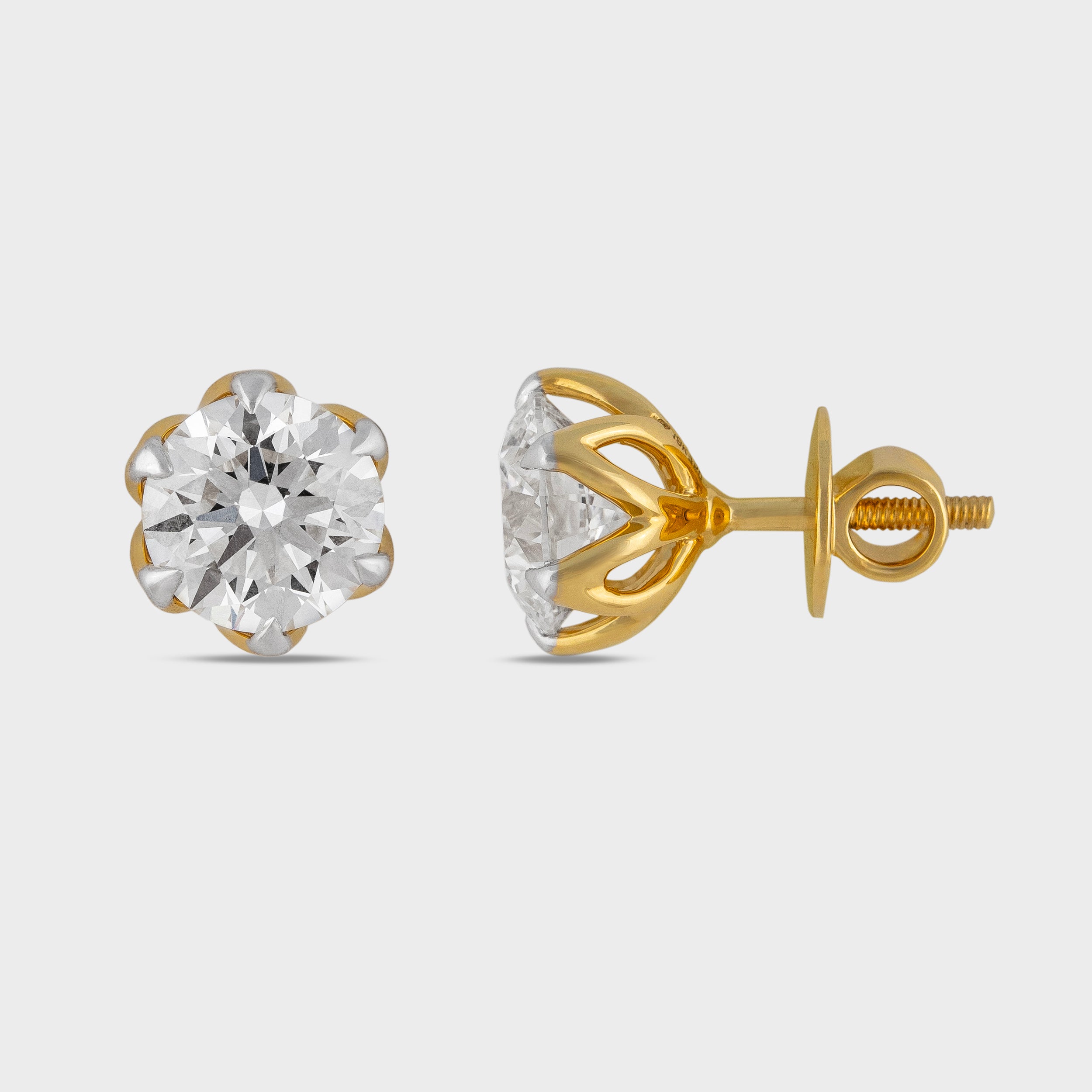 Solitaire Round Lab Grown Diamond Stud Earrings | SKU : 0019502007