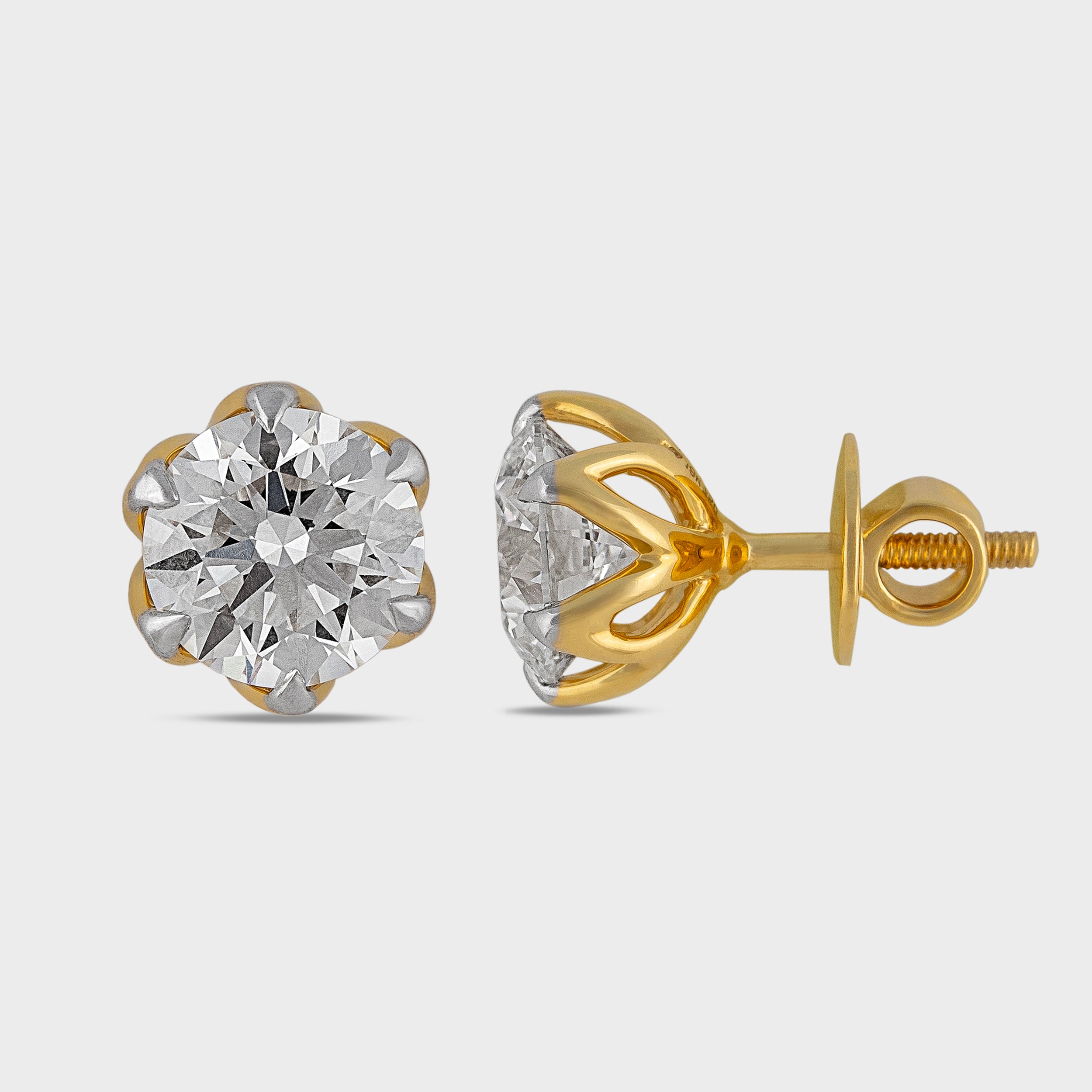 Round Brilliant 2.02 & 2.03 Carat Solitaire Lab Grown Diamond Stud| SKU : 0019502007