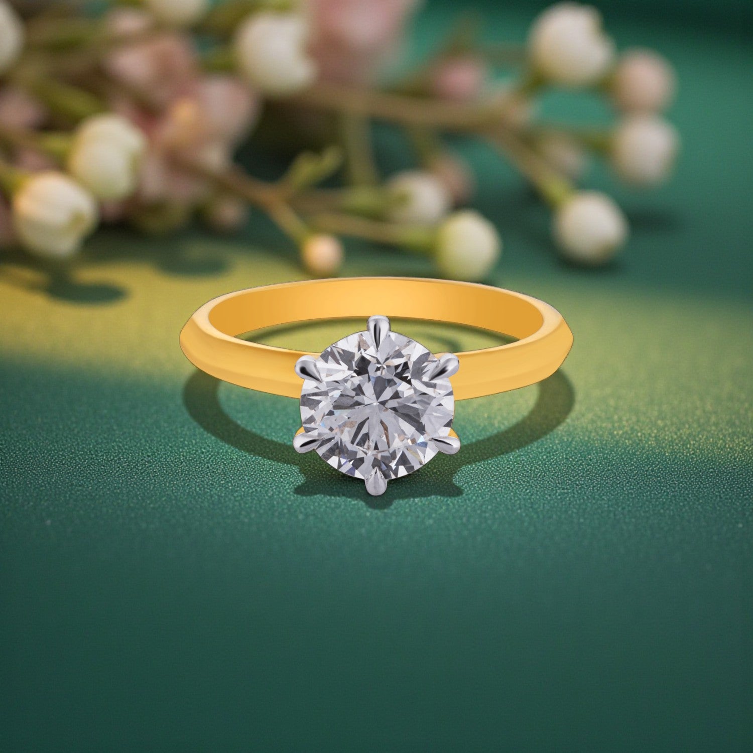 Golden Radiance Lab Grown Six Prong Diamond Ring in Yellow Gold | SKU : 0004953173