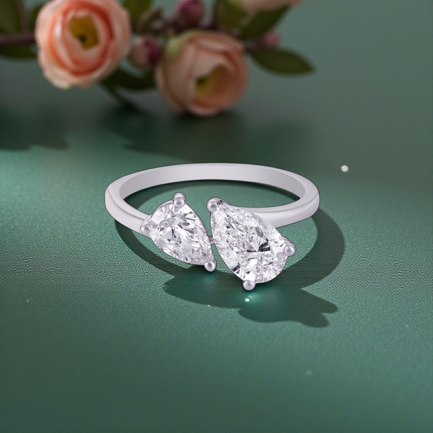 Aurelia Twin Pear Lab Grown Diamond Ring in White Gold | SKU : 0004953180