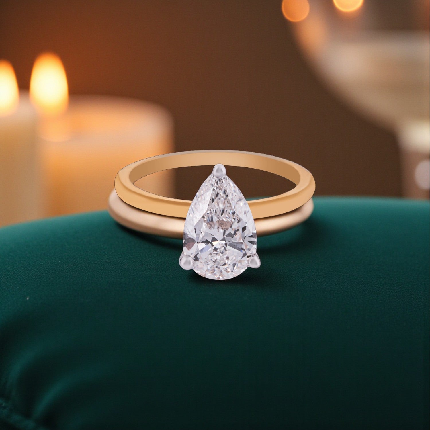 Graceful Pear-Shaped Lab-Grown Diamond Solitaire Ring in Yellow Gold | SKU : 0004953241