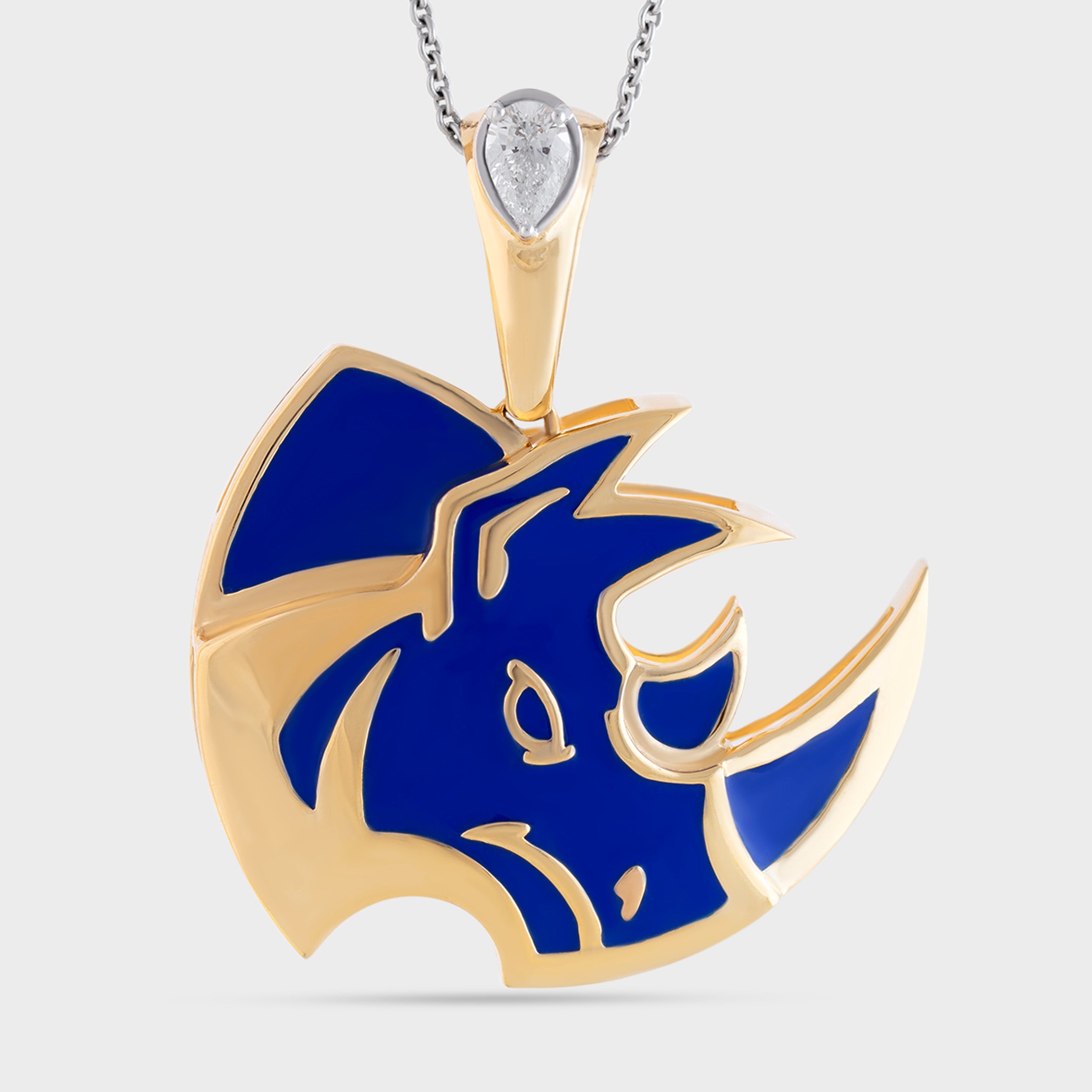 Pear Shape 0.24 Carat Rhino-Faced Gold Pendant Chain Lab-Grown Diamond | SKU : 0019510668