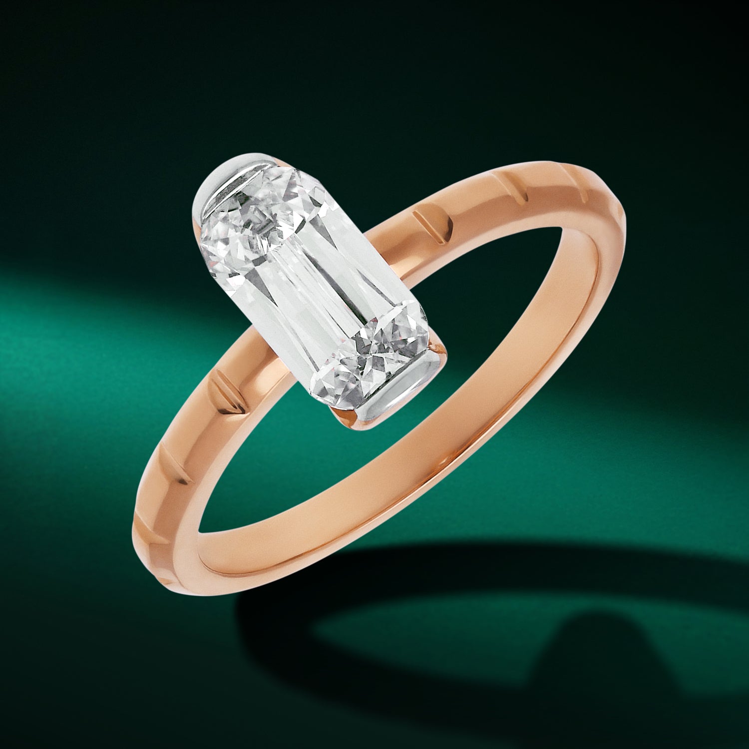 Rose Gold Ring with Elongated Cushion-Cut Lab-Grown Diamond | SKU : 0021916861