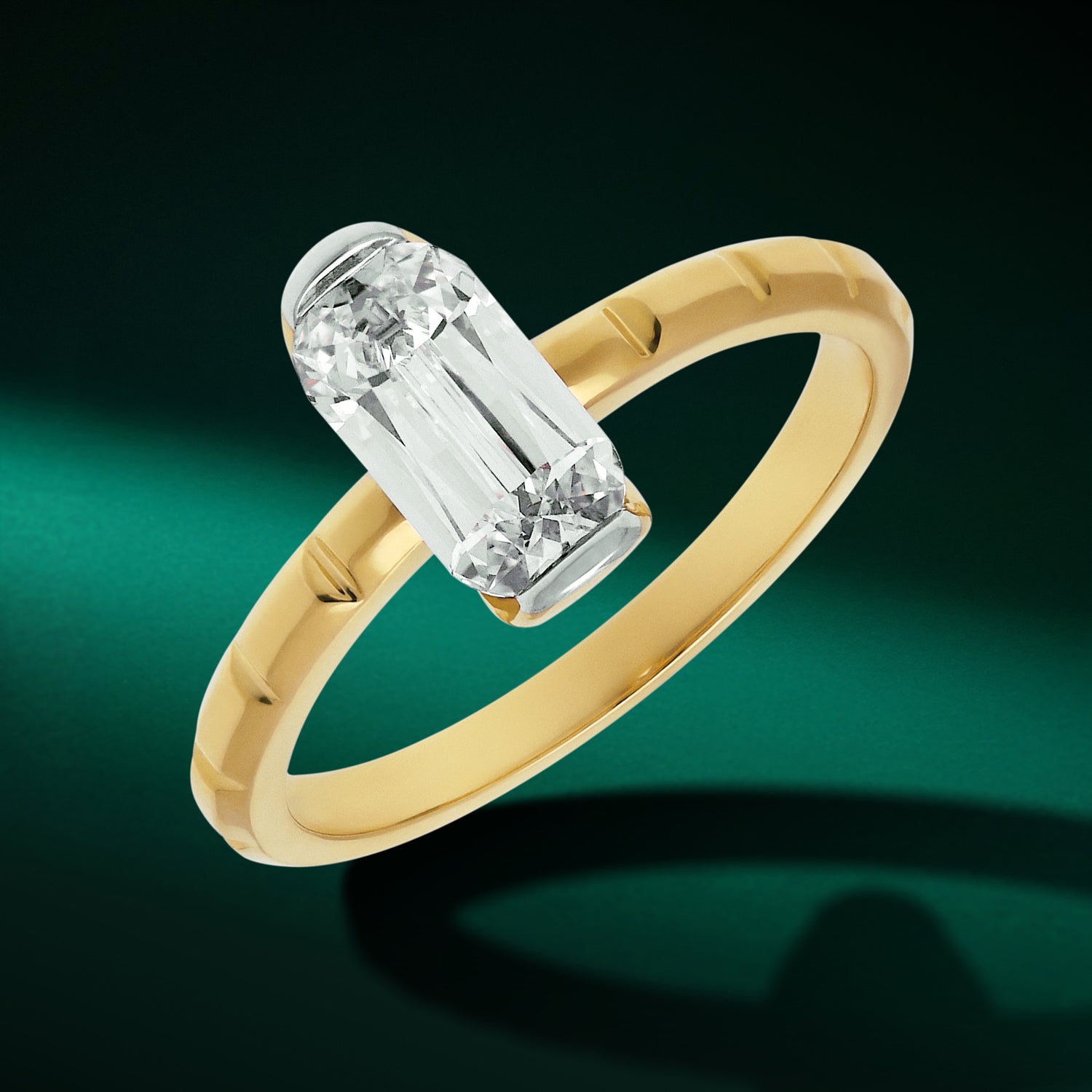 Gold Ring with Elongated Cushion-Cut Lab-Grown Diamond | SKU : 0021912825
