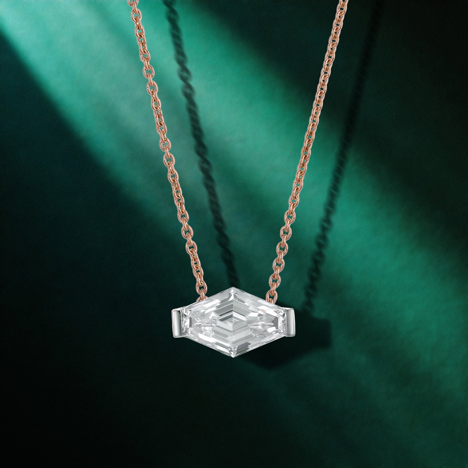 Lozenge Blunt-Cut Lab-Grown Diamond Pendant in 18Kt Gold Chain | SKU : 0003766972