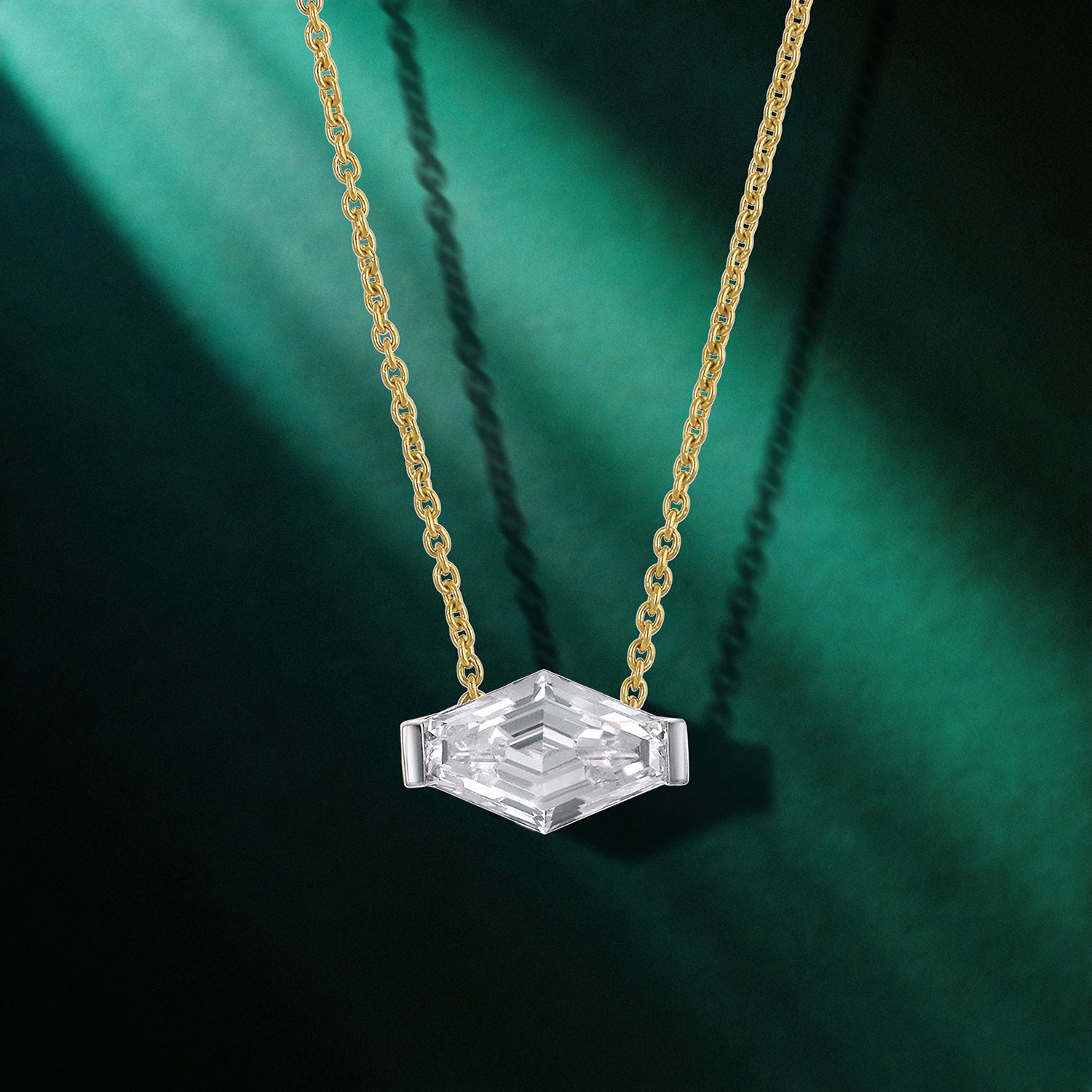 Lozenge Blunt Cut Lab-Grown Diamond Pendant on Gold Chain | SKU : 0021912771