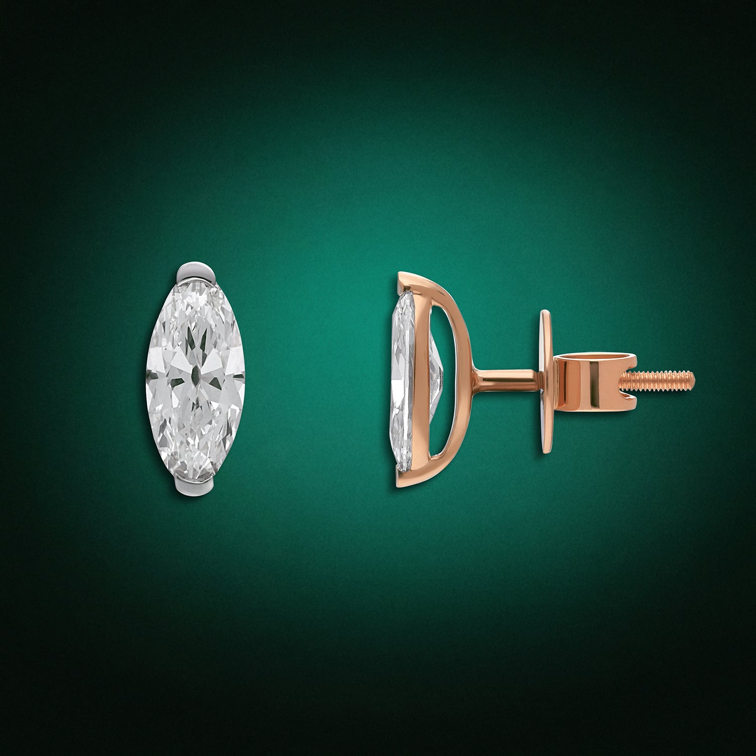 Roval-Cut Lab-Grown Diamond Studs in 18Kt Gold | SKU : 0003759509