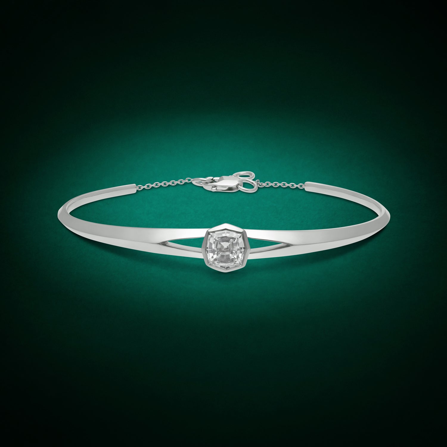 Octagon Step-Cut Lab-Grown Diamond White Gold Bangle | SKU : 0021911644