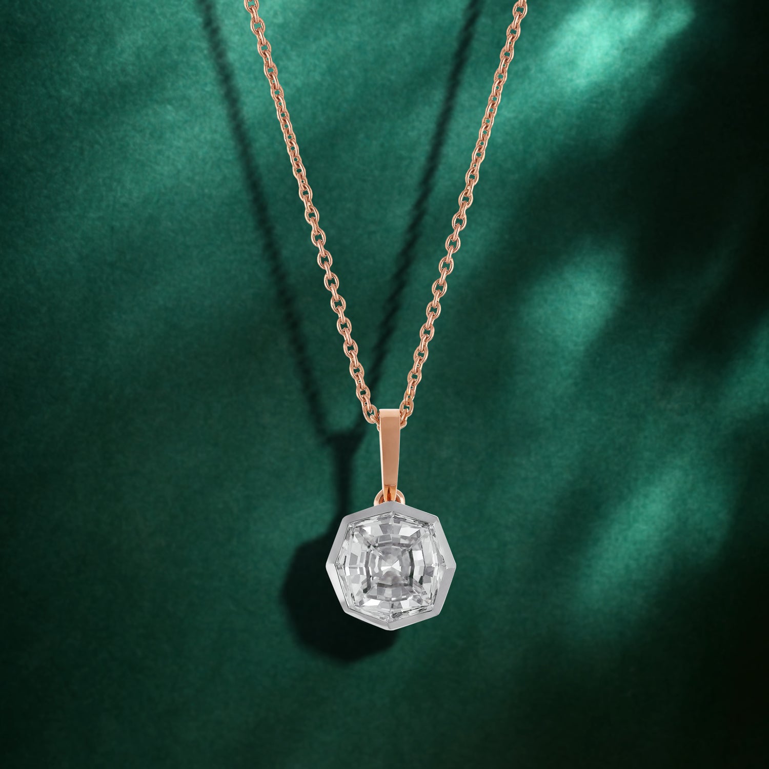 Gold Chain Pendant Set with Octagon-Cut Lab-Grown Diamond | SKU : 1.650