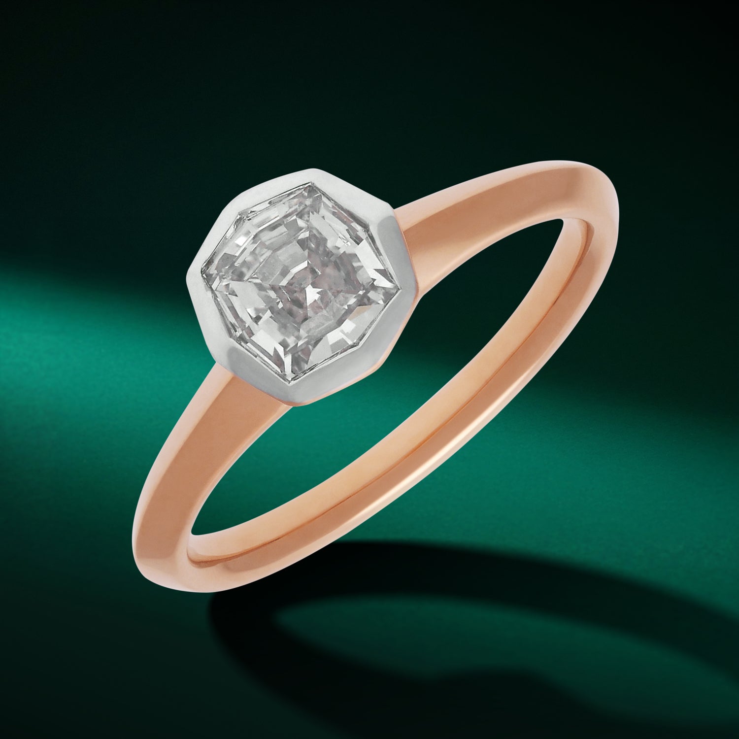 Rose Gold Octagon Step-Cut Lab-Grown Diamond Solitaire Ring | SKU : 0021923326