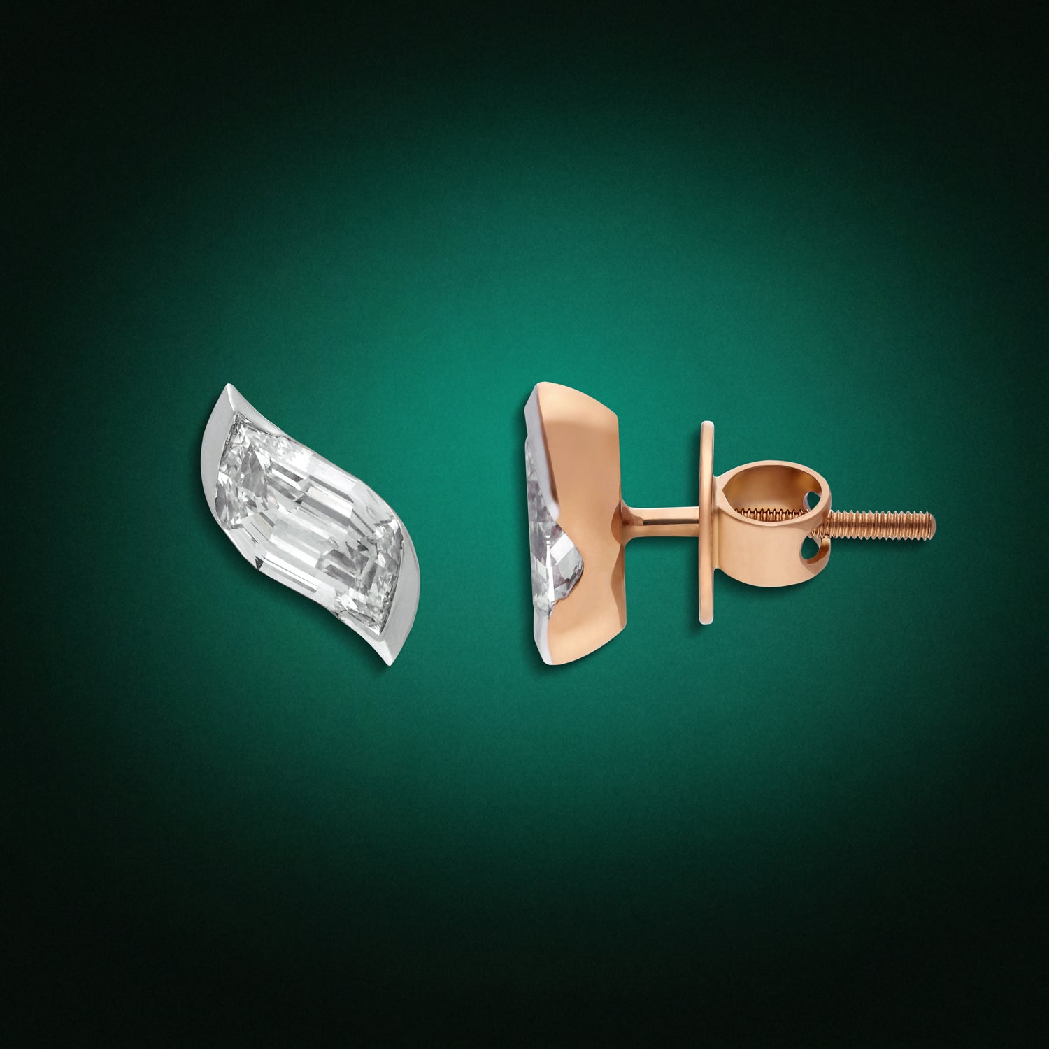 Rose Gold Stud Earrings with Flame-Cut Lab-Grown Diamonds | SKU : 0021912894