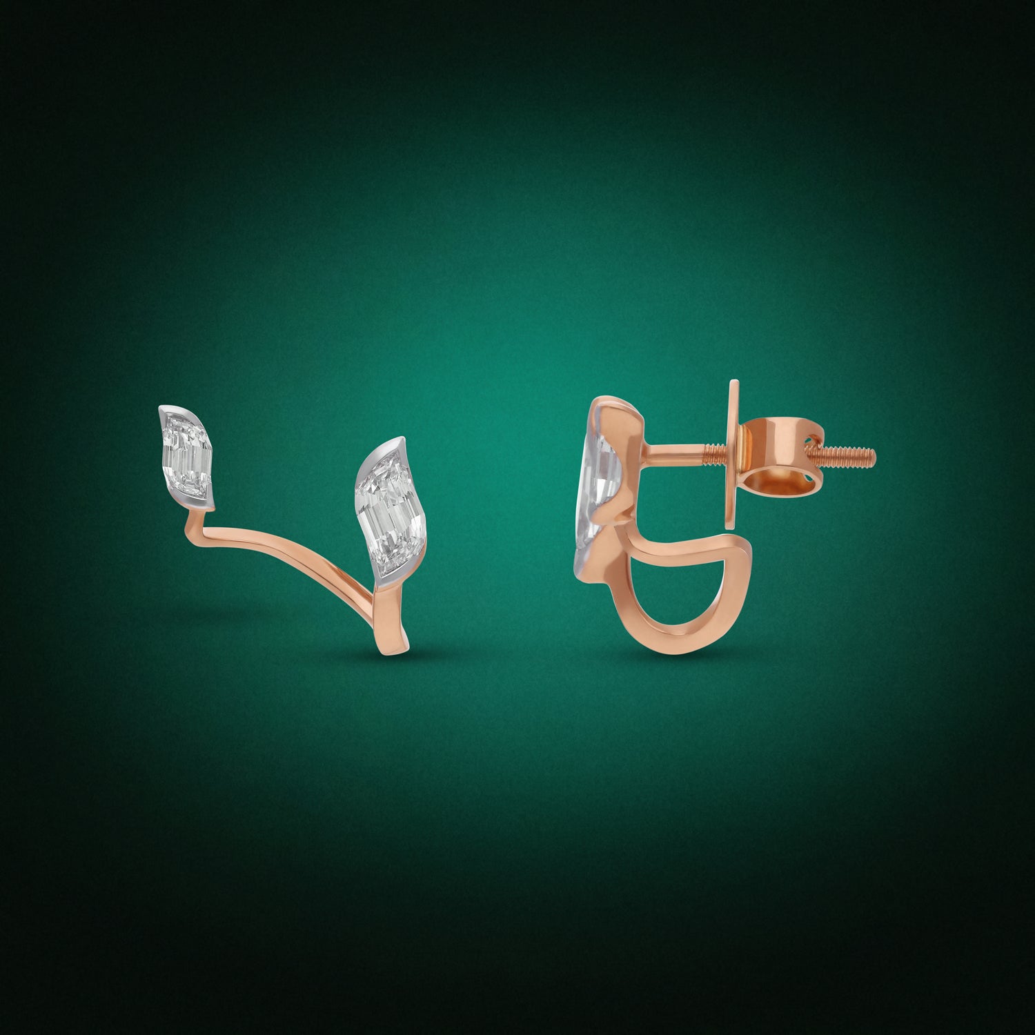 Gold Sculpted Tops with Dual Curved Flame Cut Lab-Grown Diamonds in Organic Form | SKU : 0003767016