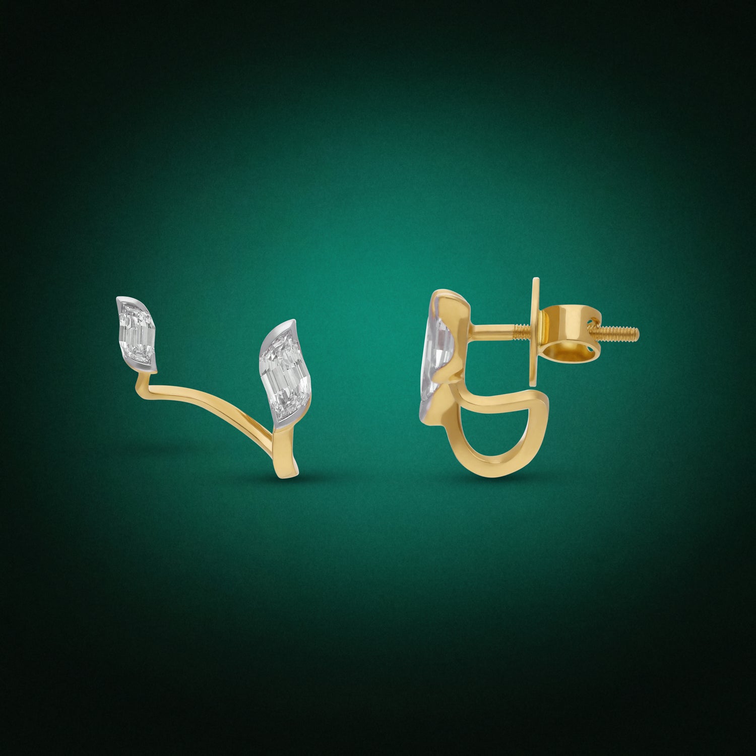 Open Wrap Gold Earrings with Flame-Cut Lab-Grown Diamonds | SKU : 0021916434
