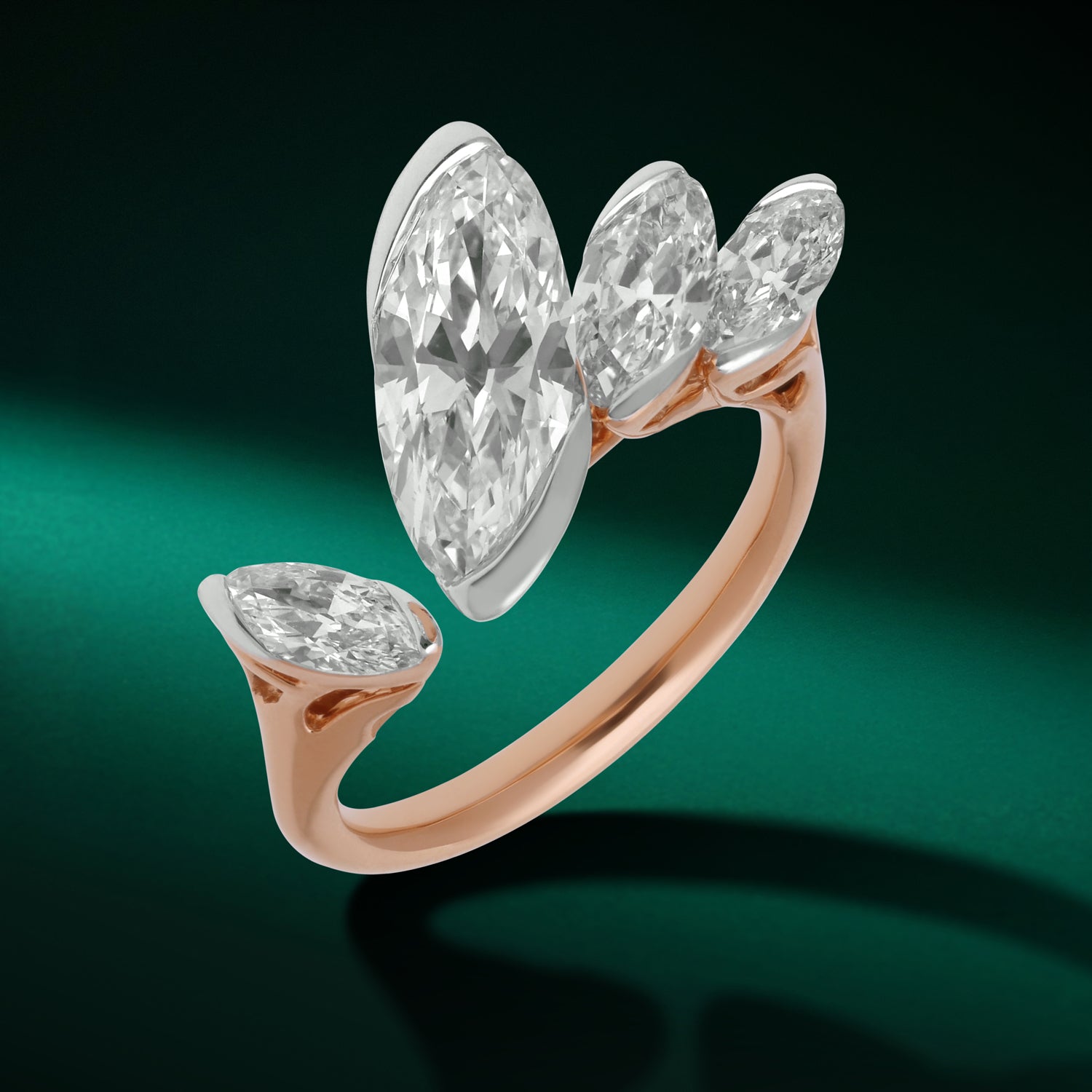 Gold Statement Ring with Clustered Roval-Cut Lab-Grown Diamonds | SKU : 0003761663