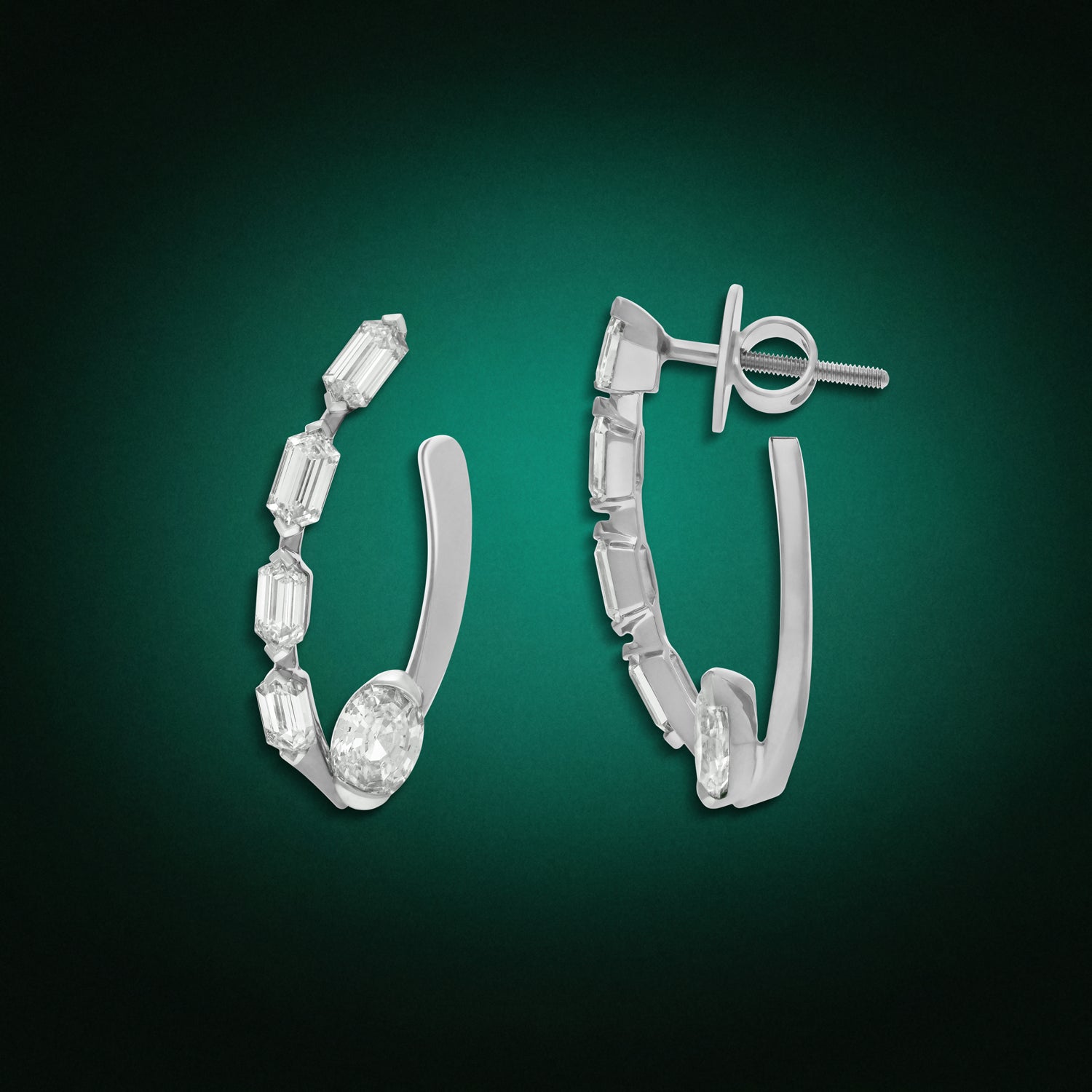 Gold Earrings with Oval Step Cut and Heritage Emerald-Cut Lab-Grown Diamonds | SKU : 0021918131