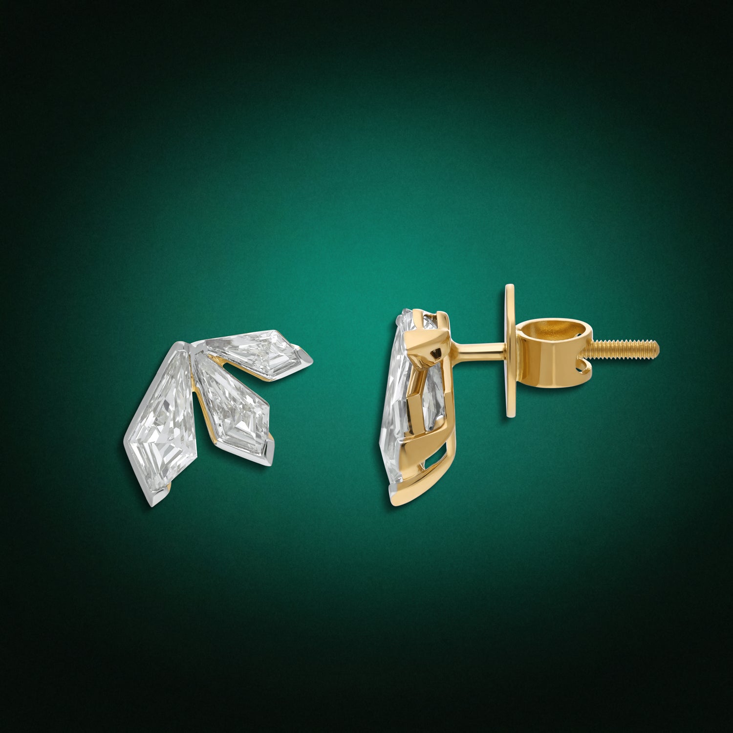 Triple Kite-Cut Lab-Grown Diamond Gold Earrings | SKU : 0021917967