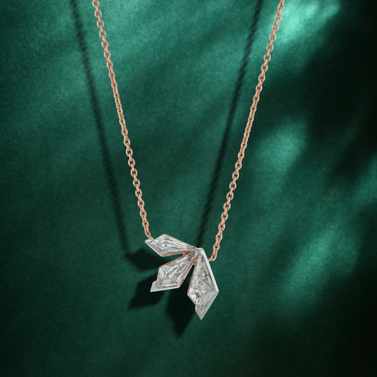 Kite-Cut Lab-Grown Diamond Pendant in Rose Gold Chain | SKU : 0021920134