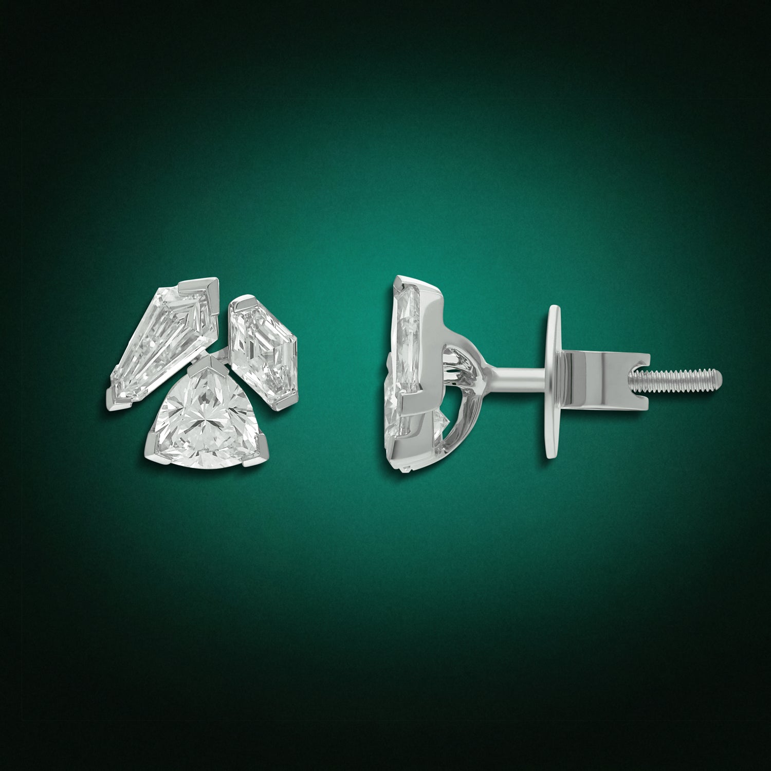 White Gold Stud Earrings with Multi-Cut Lab-Grown Diamonds | SKU : 0021946035