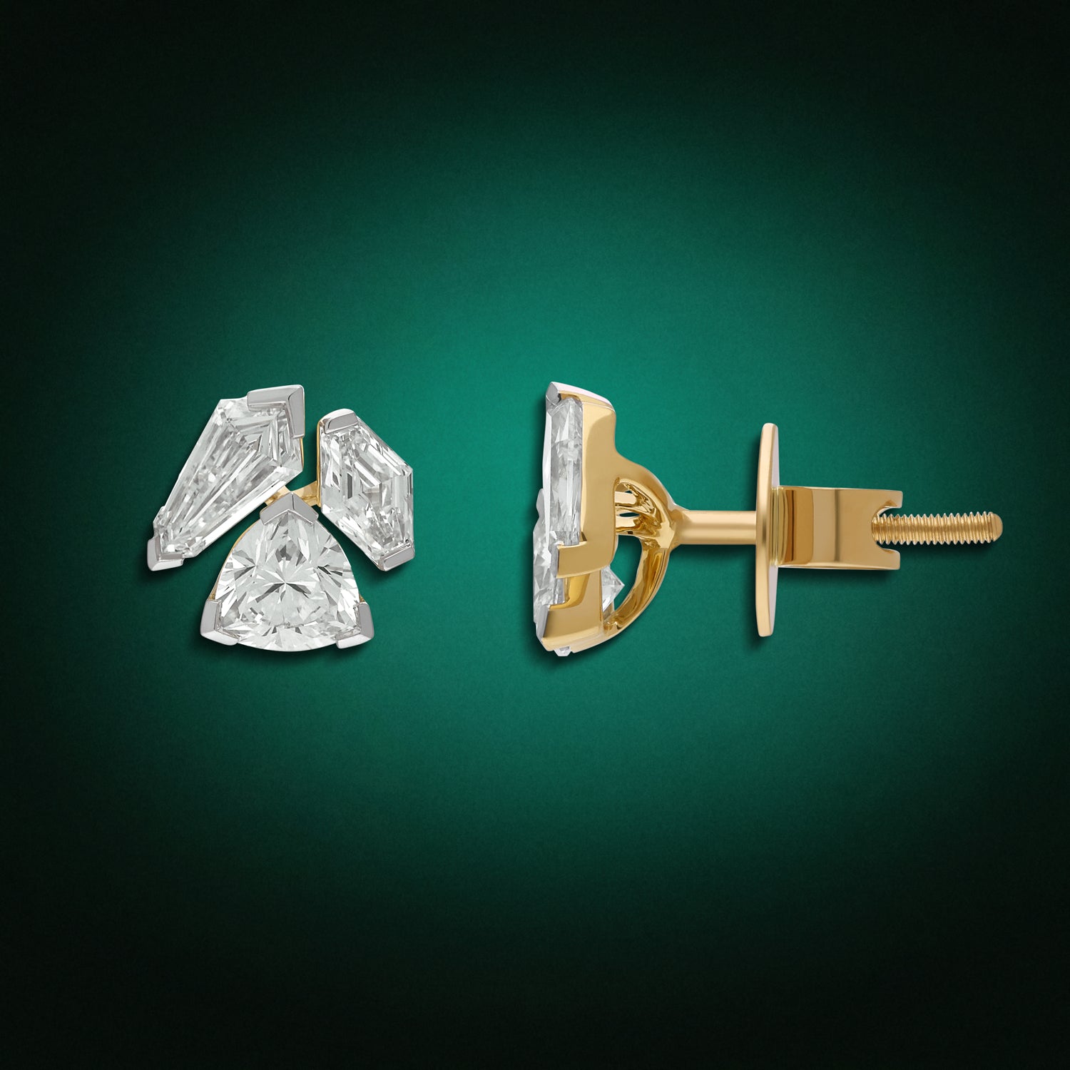 Trio-Cut Lab-Grown Diamond Gold Earrings | SKU : 0021917981