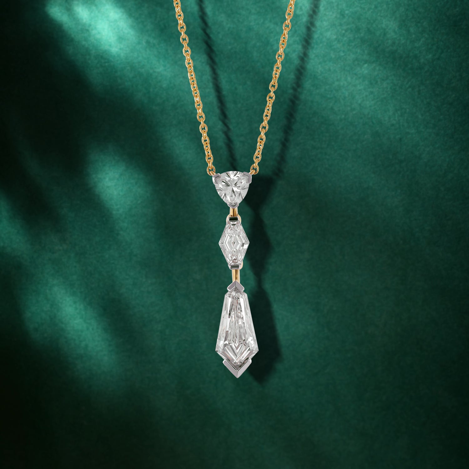 Gold Necklace with Multi-Cut Lab-Grown Diamond Pendant | SKU : 0021917974
