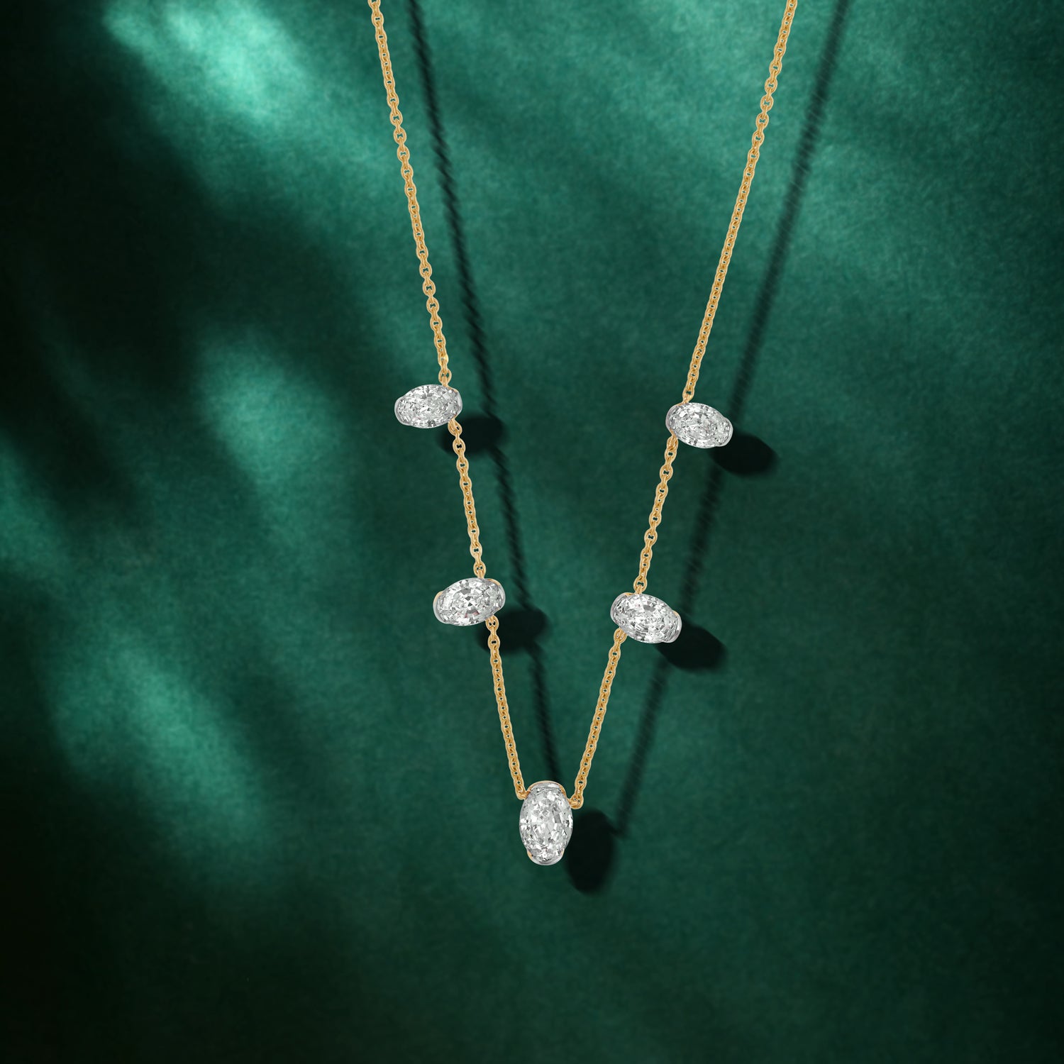 Yellow Gold Necklace with Oval-Cut Lab-Grown Diamonds | SKU : 0003759660
