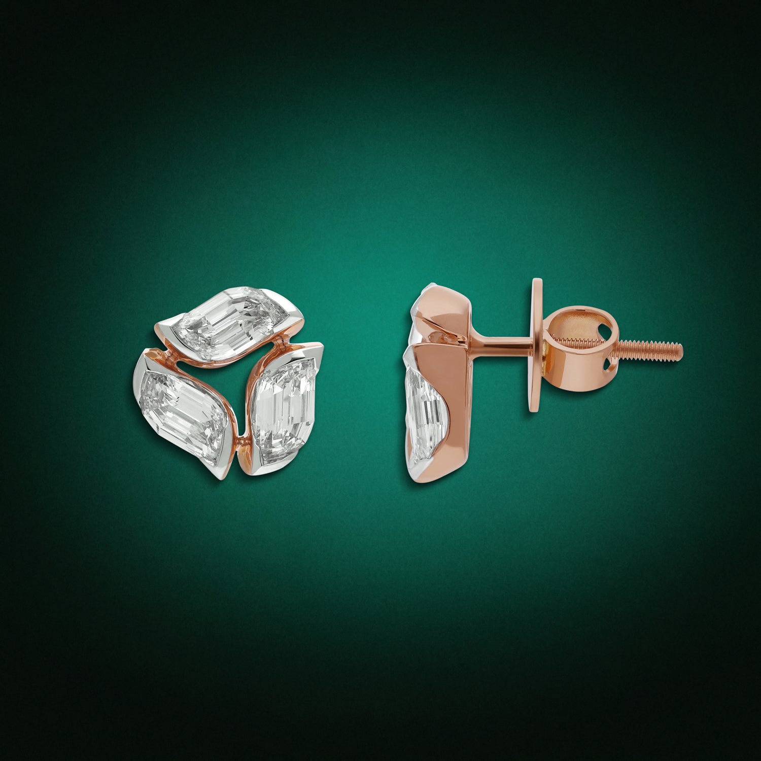 Gold Tops Set with Flame Cut Lab-Grown Diamonds | SKU : 0003767245