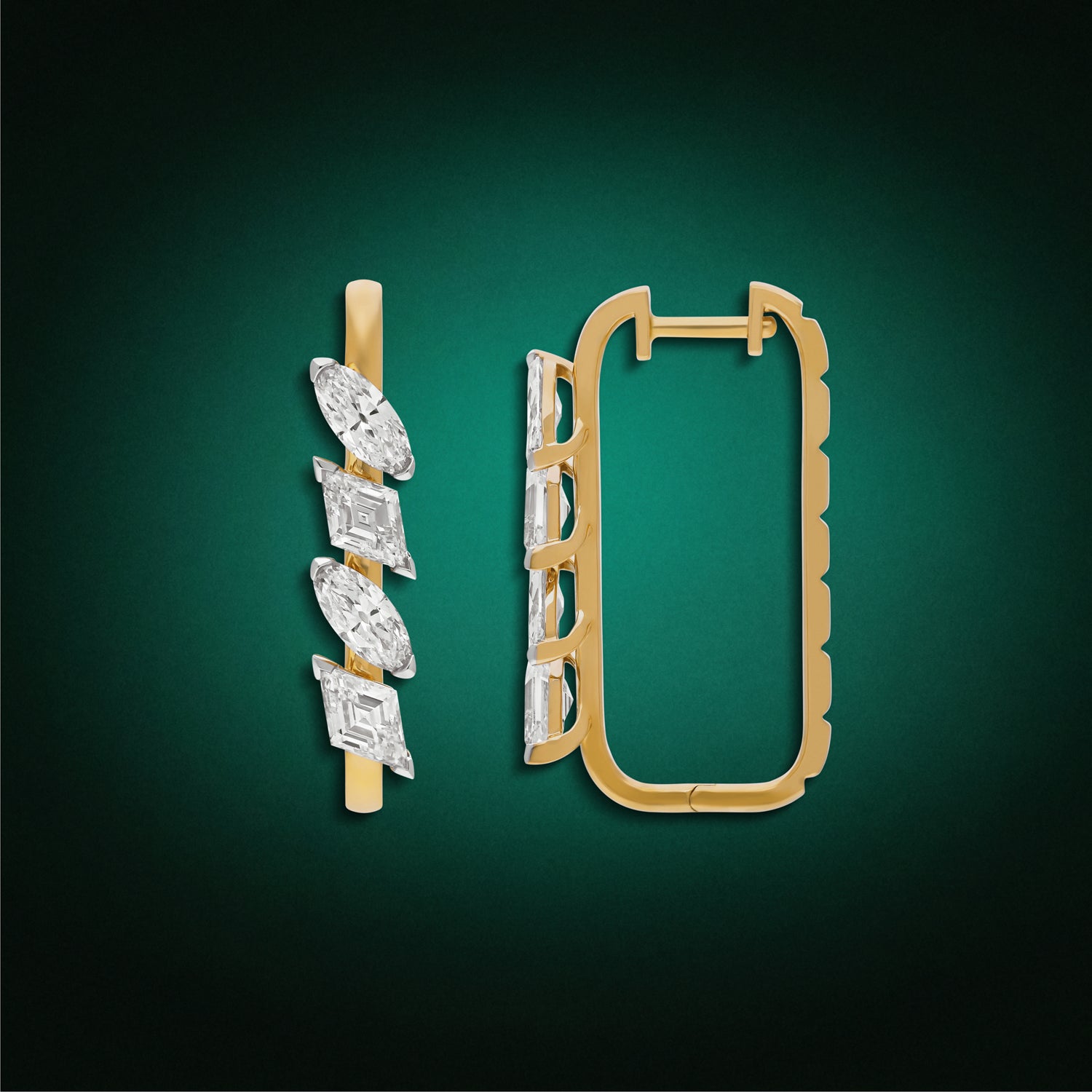Roval and Lozenge Blunt Lab-Grown Diamond Gold Hoop Earrings | SKU : 0021918148