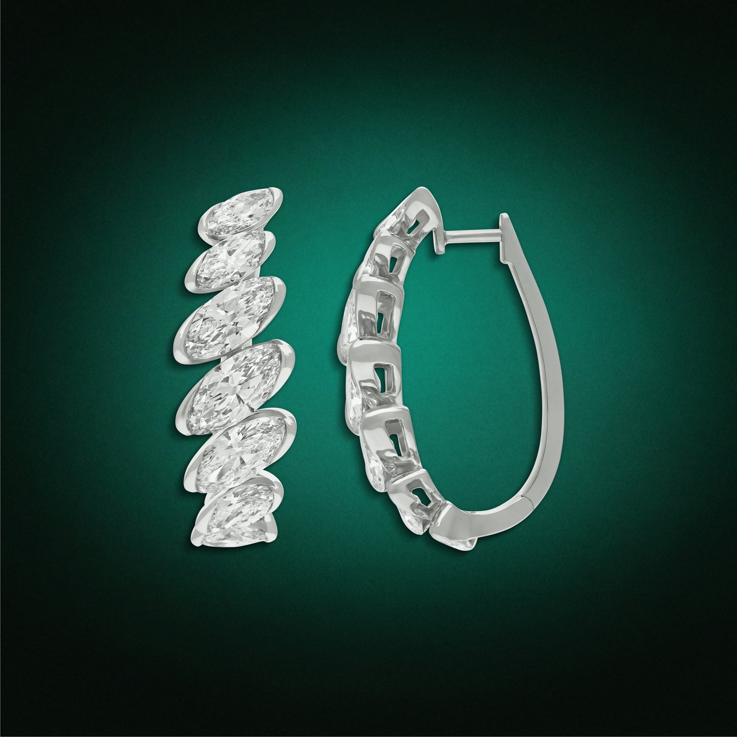 White Gold Roval-Cut Lab-Grown Diamond Hoop Earrings | SKU : 0021922954