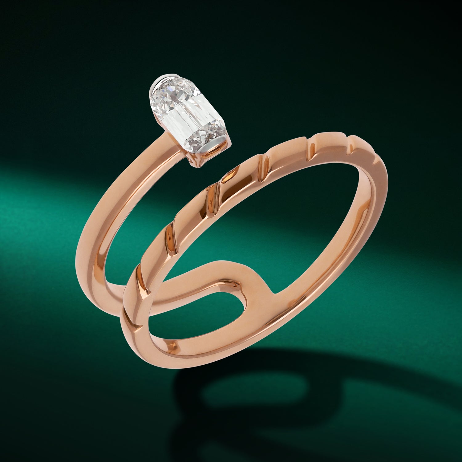 Gold Ring with Elongated Cushion-Cut Lab-Grown Diamond | SKU:0021920219