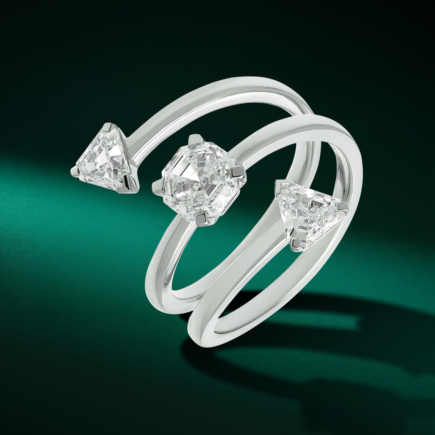 Octagon & Shield Cut White Gold Lab-Grown Diamond Wrap Ring | SKU : 0021965821