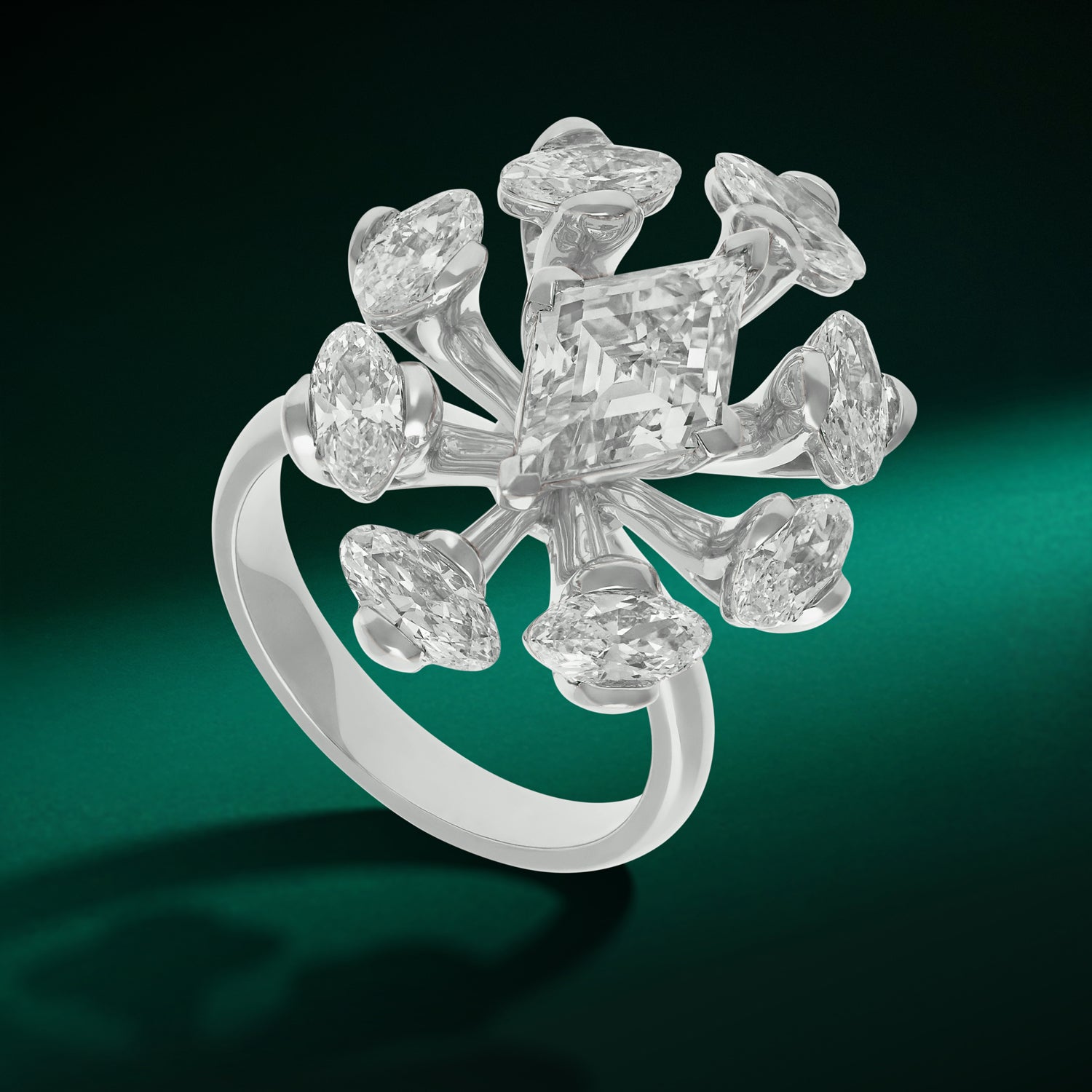 Radiant Lozenge and Oval Lab-Grown Diamond Gold Cocktail Ring | SKU : 0021966675