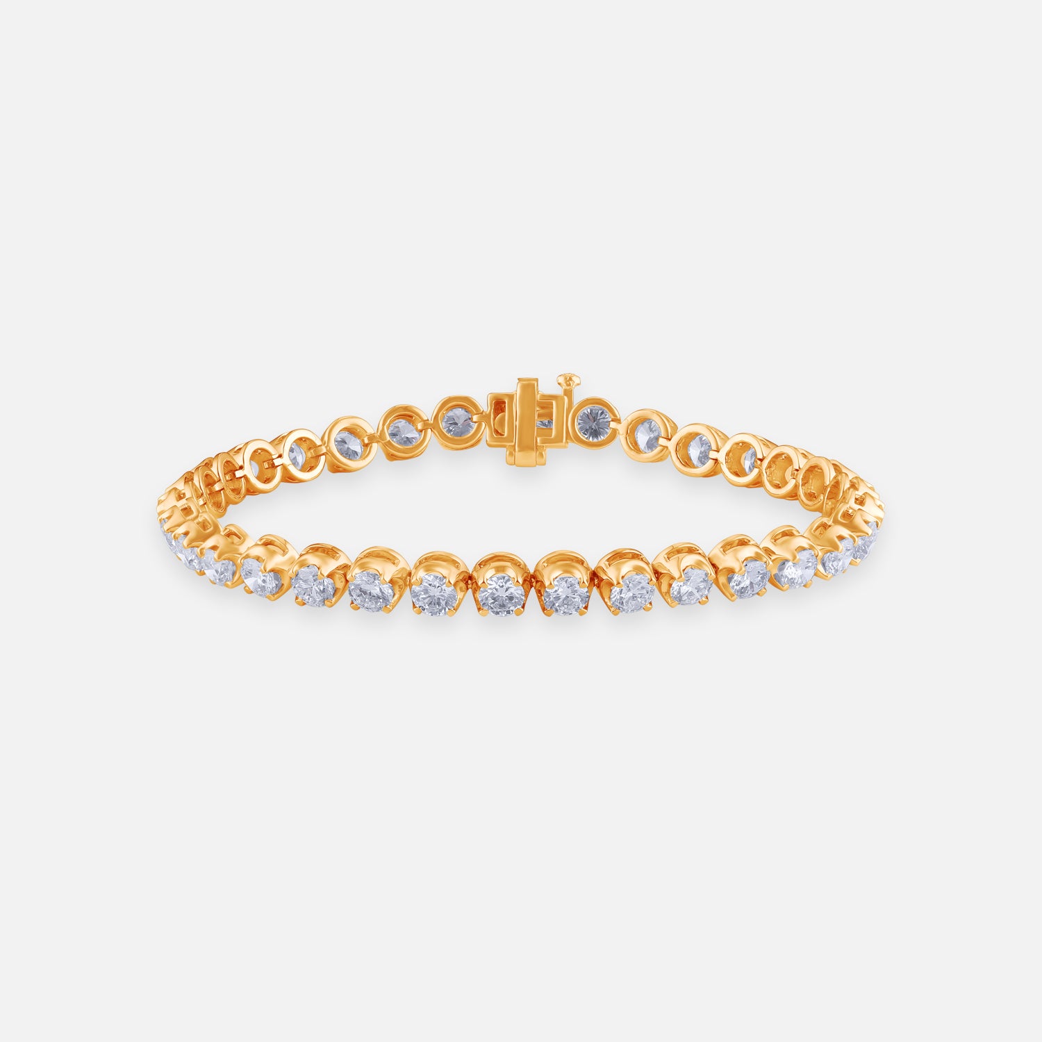 Round Brilliant Lab Grown 7.81 Carat Diamond Tennis Bracelet in 18 Karat Gold | SKU : 0005089048