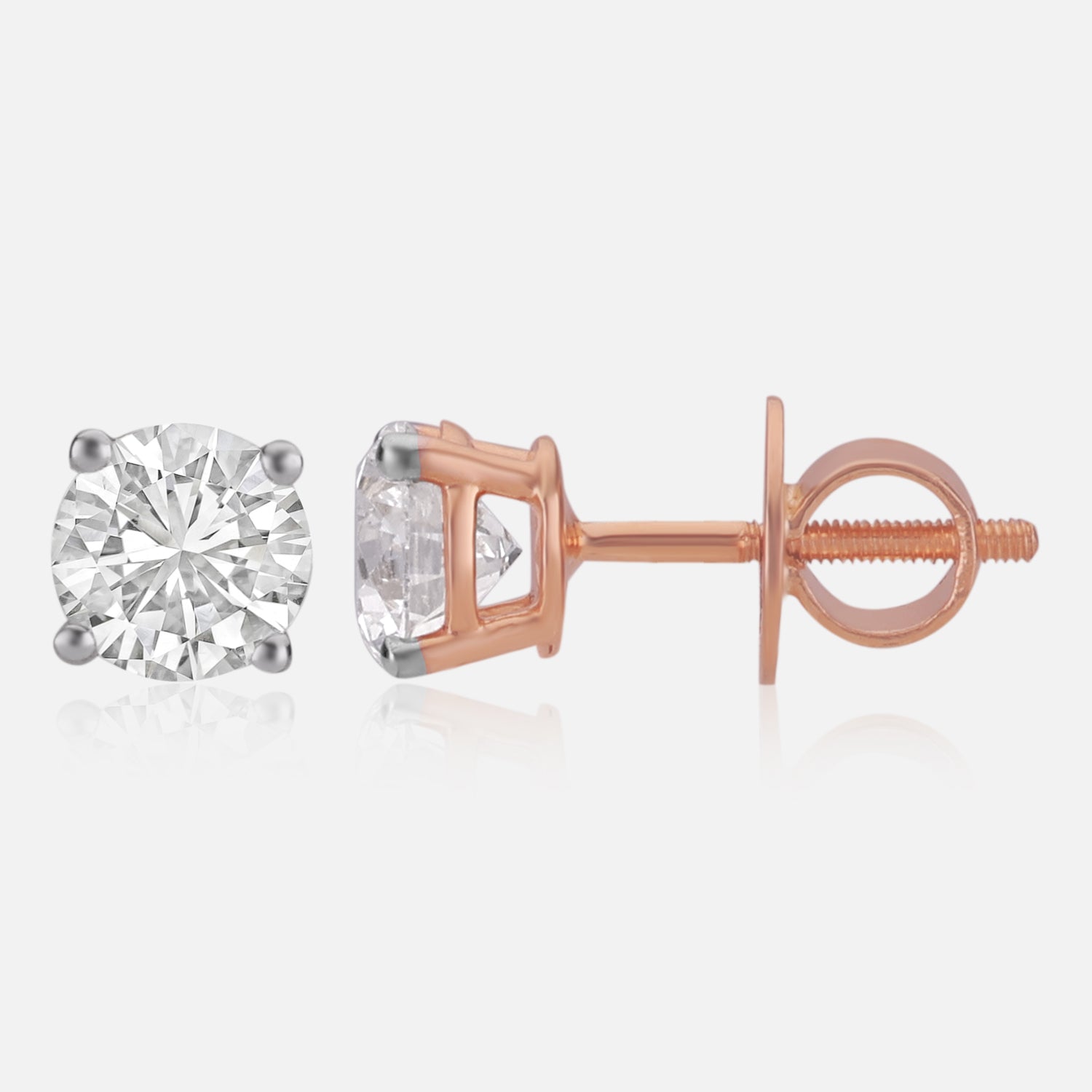 Lab Grown 1.02 Carat Round Brilliant Diamond Stud Earrings in 18 Karat Gold | SKU : 0005096060