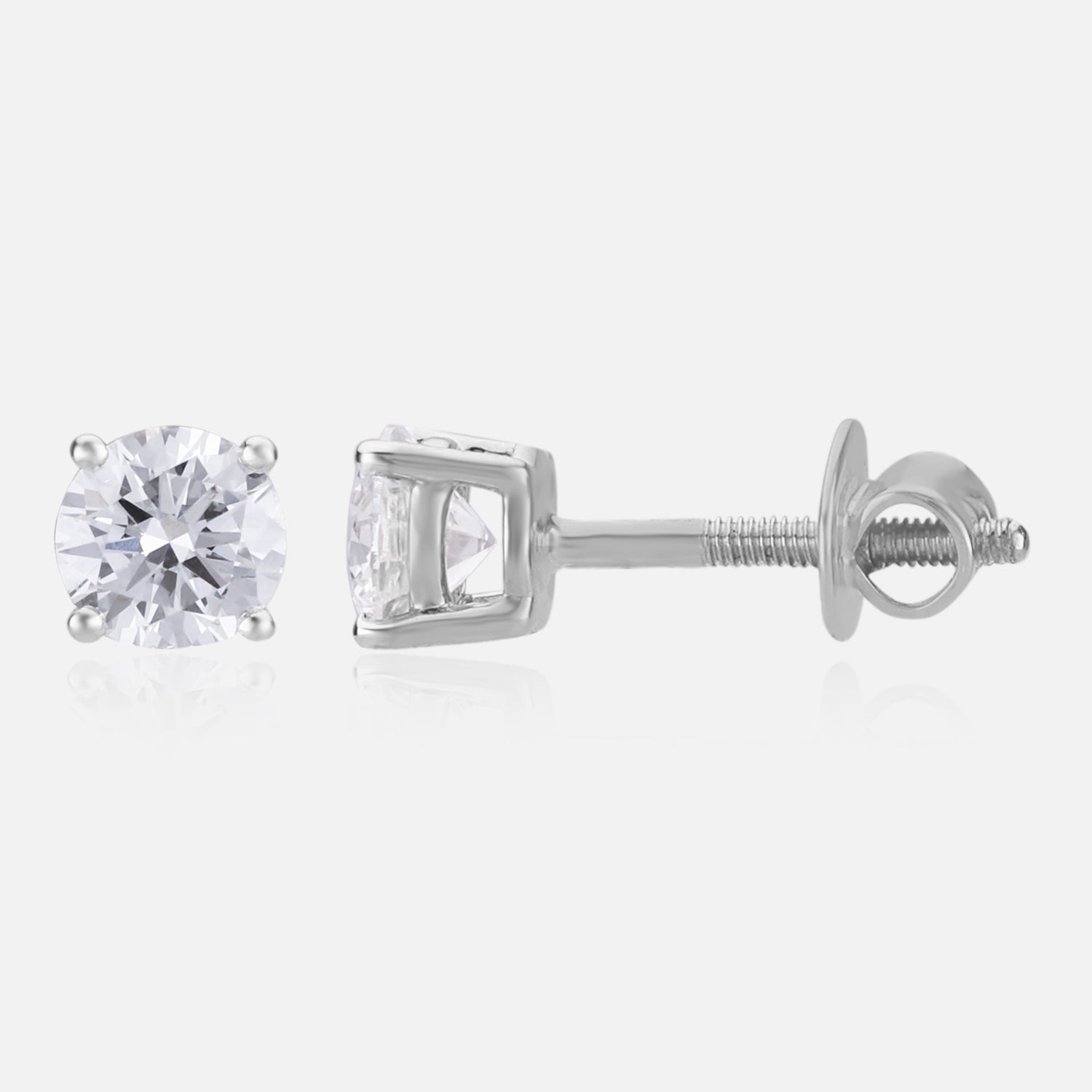 Lab Grown 1.09 Carat Round Brilliant Diamond Stud Earrings in 18 Karat White Gold | SKU : 0005096121